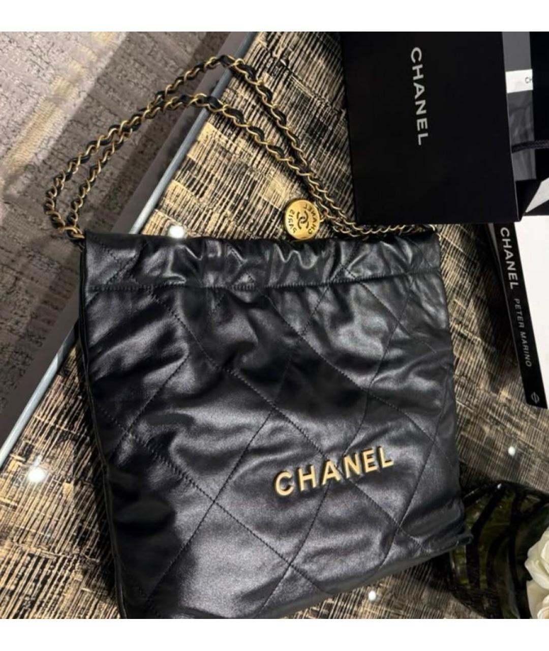 CHANEL Черная кожаная сумка тоут, фото 6