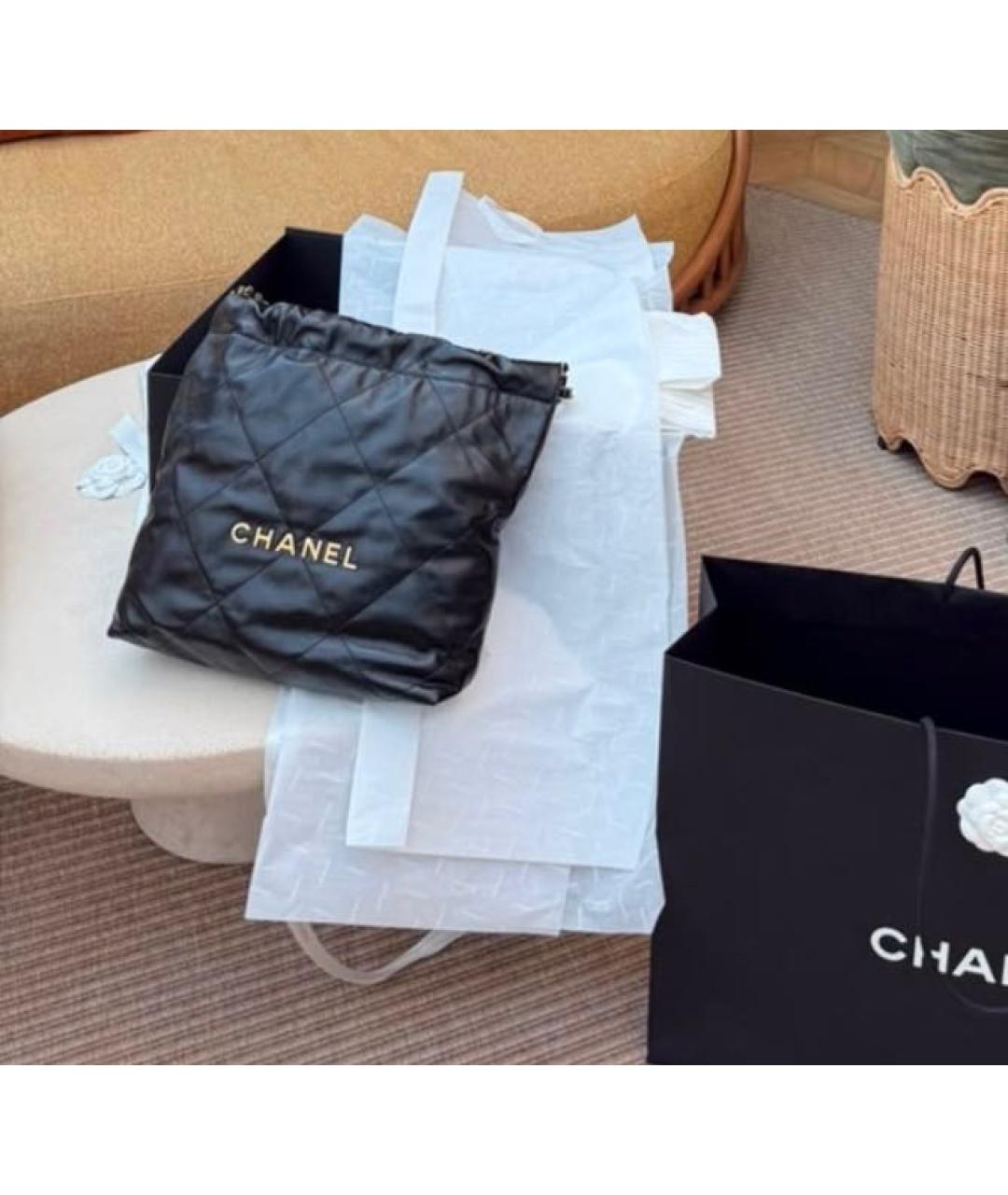 CHANEL Черная кожаная сумка тоут, фото 5