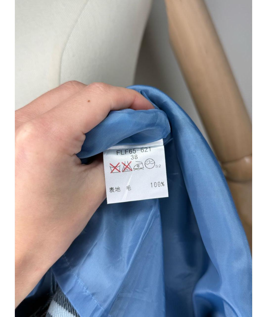 BURBERRY Голубая шерстяная юбка мини, фото 4
