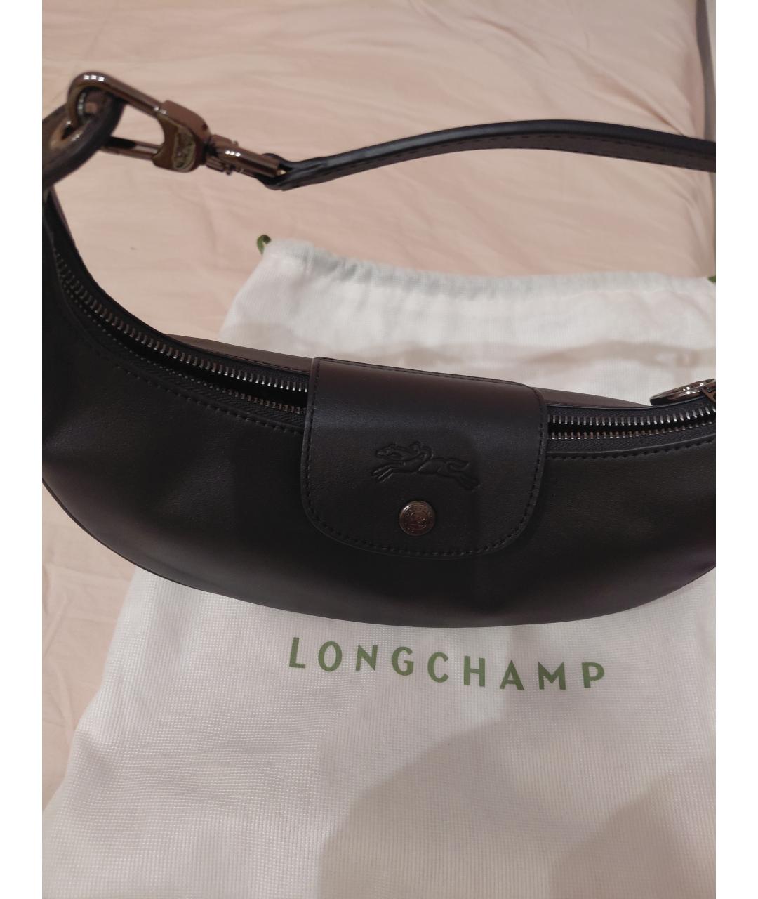 LONGCHAMP Черная кожаная сумка с короткими ручками, фото 3