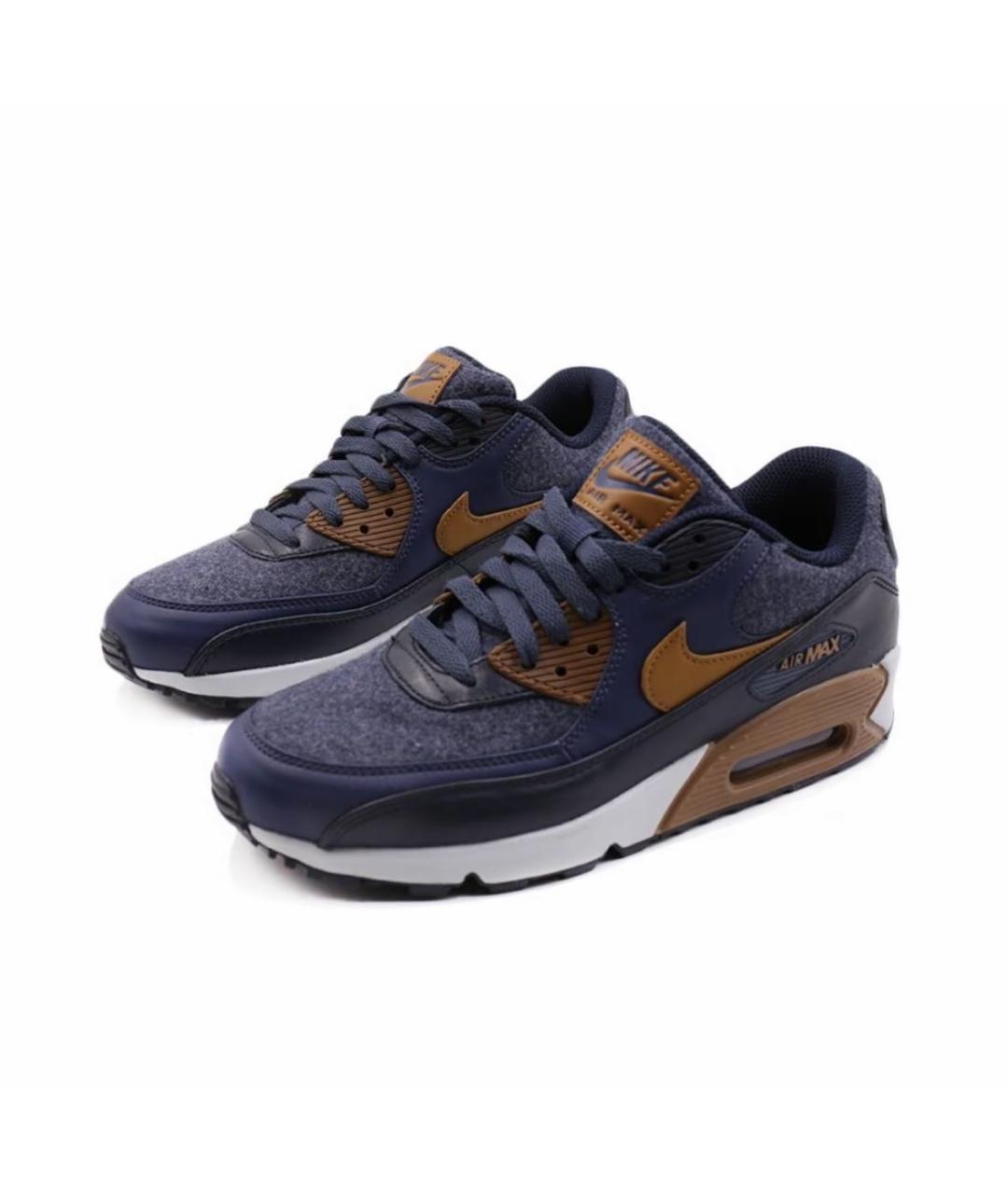 NIKE Темно-синие кожаные низкие кроссовки / кеды, фото 2