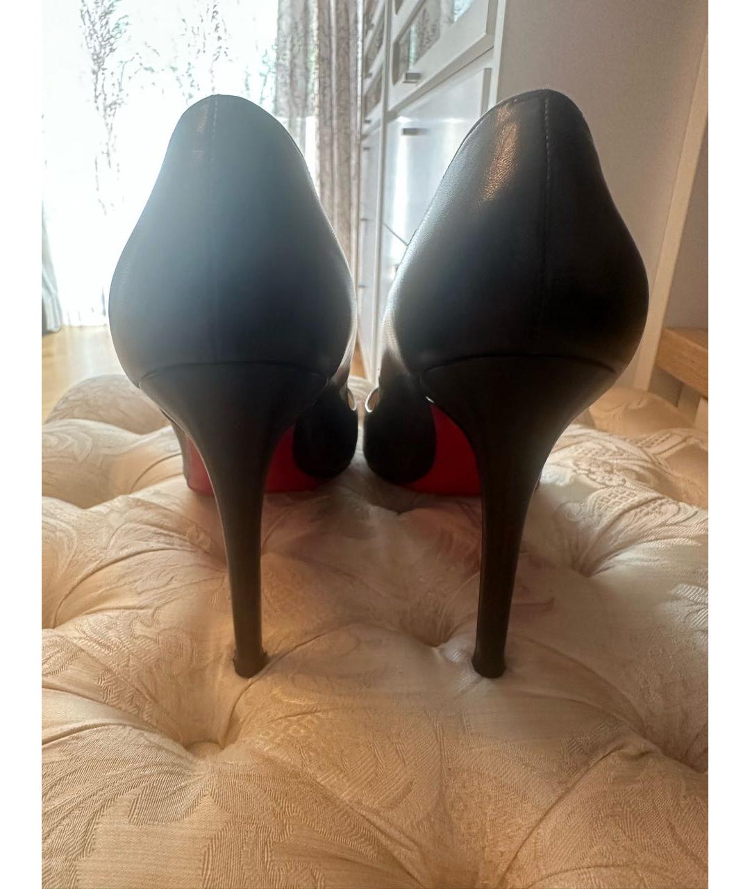 CHRISTIAN LOUBOUTIN Черные кожаные туфли, фото 4