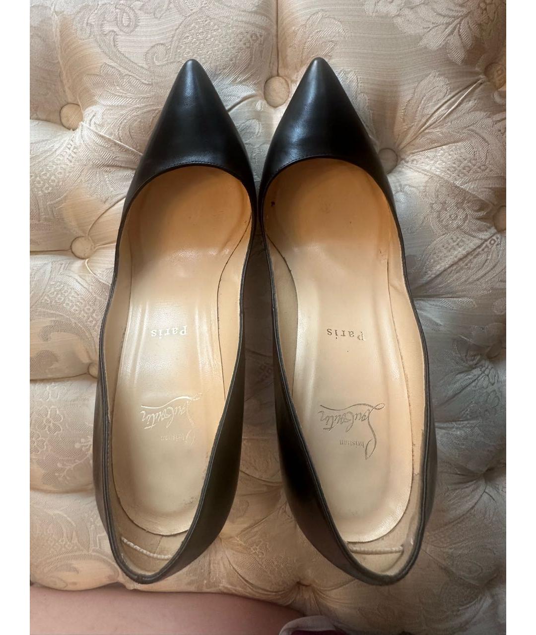 CHRISTIAN LOUBOUTIN Черные кожаные туфли, фото 3