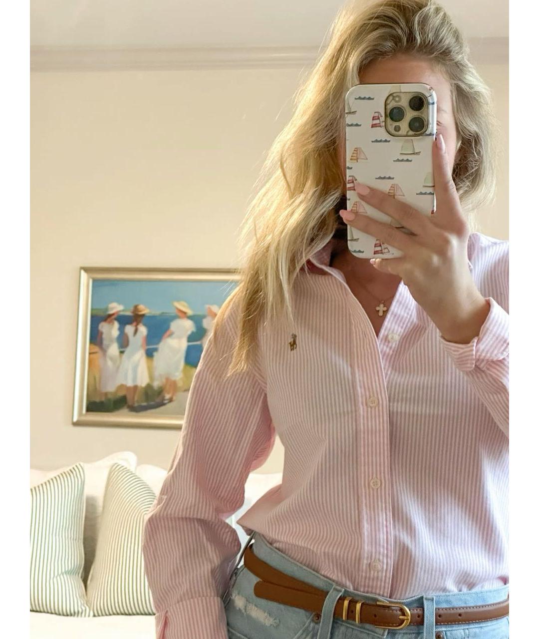 RALPH LAUREN Розовая хлопковая рубашка, фото 7