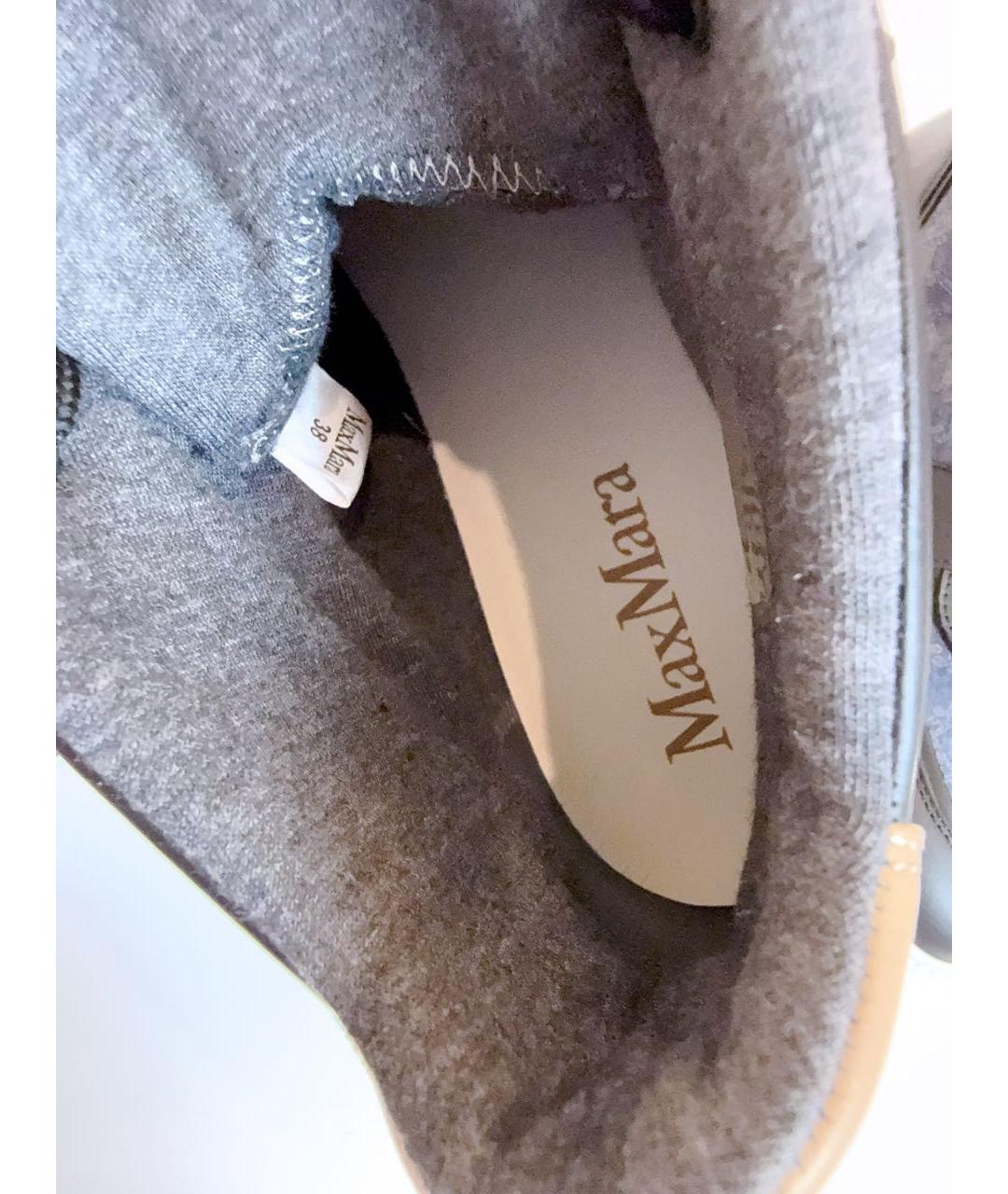 MAX MARA Темно-синие кожаные кеды, фото 7