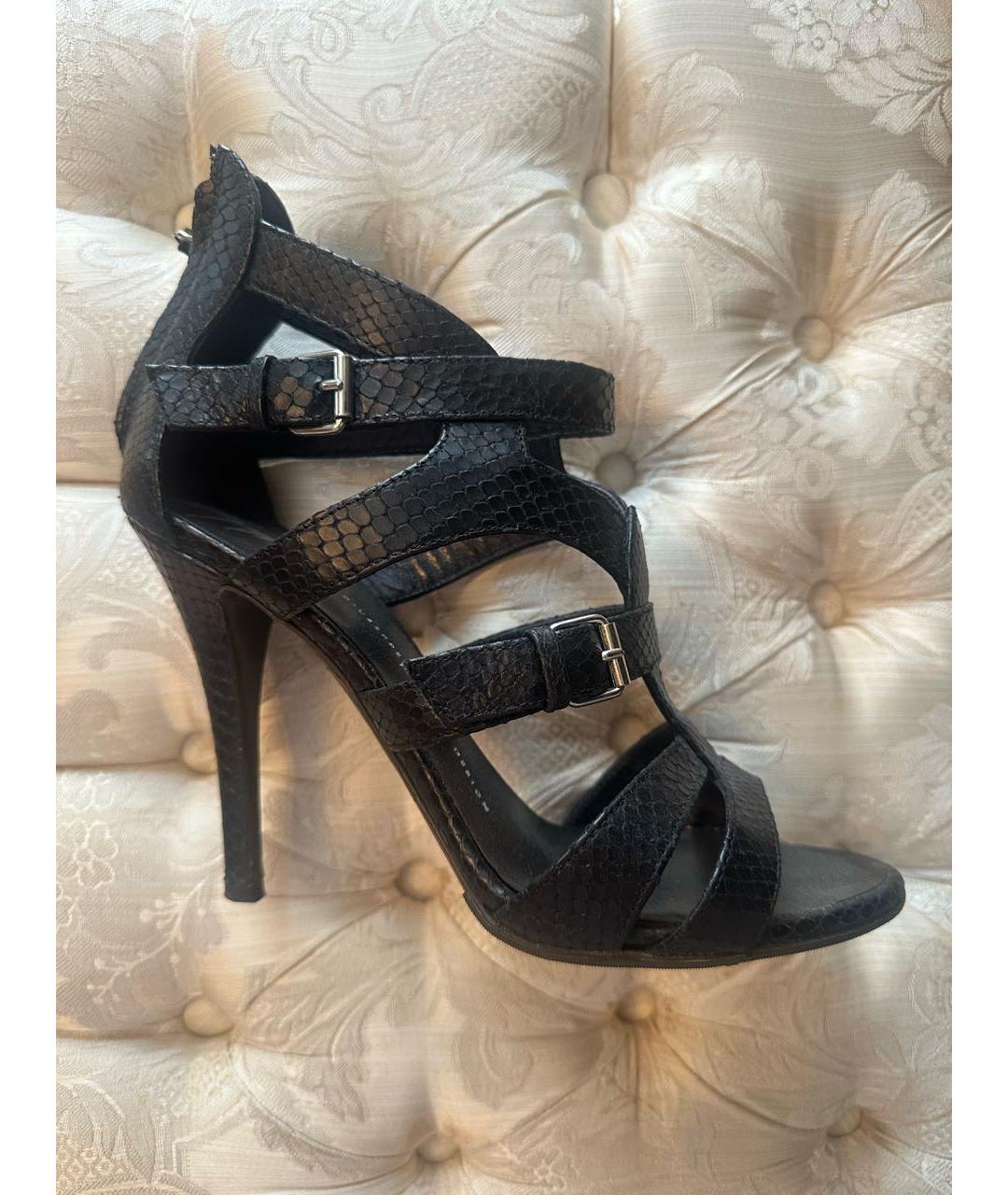 GIUSEPPE ZANOTTI DESIGN Черные кожаные босоножки, фото 5