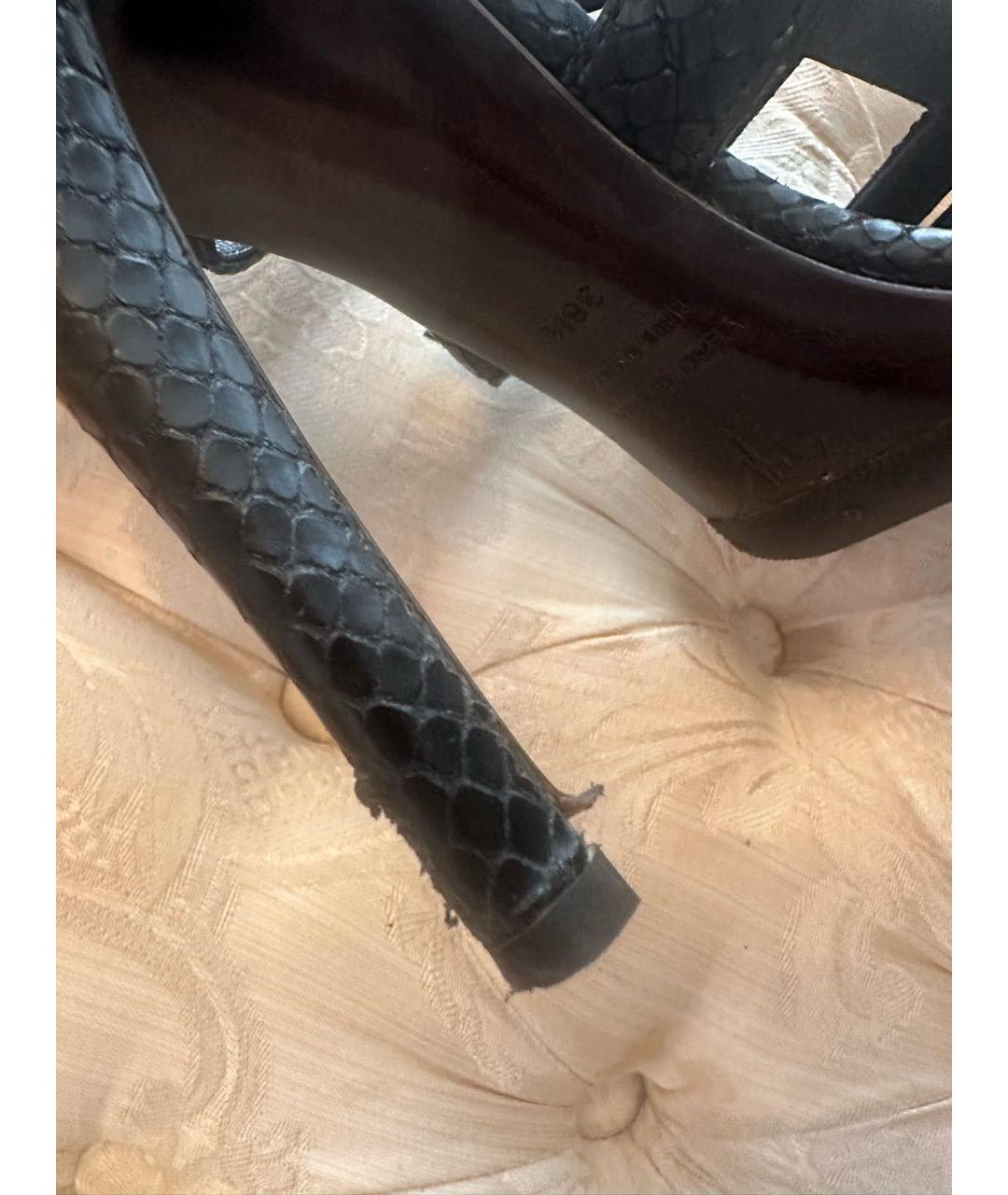 GIUSEPPE ZANOTTI DESIGN Черные кожаные босоножки, фото 4