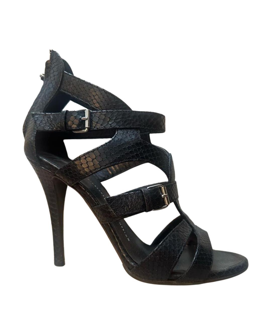 GIUSEPPE ZANOTTI DESIGN Черные кожаные босоножки, фото 1