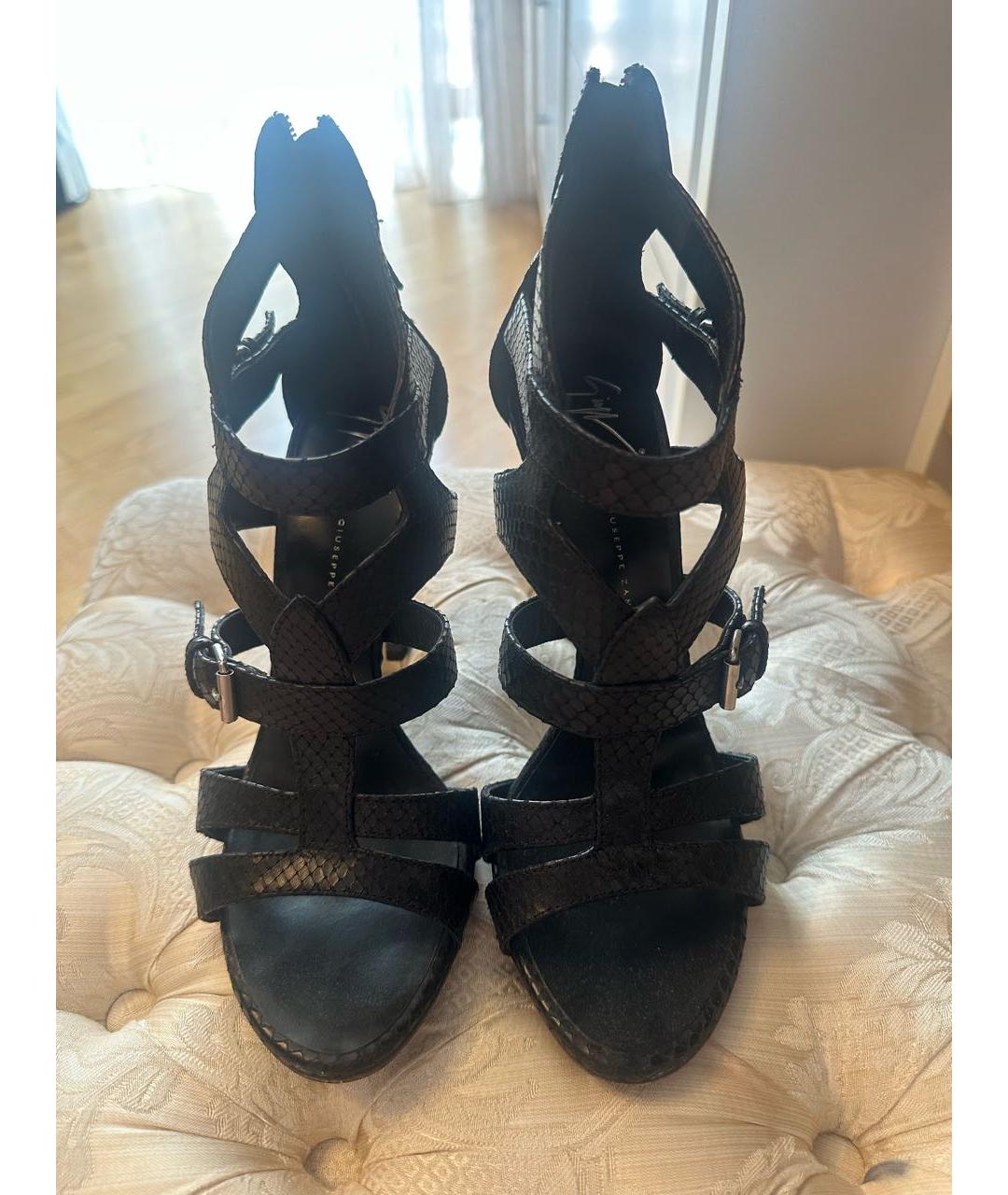 GIUSEPPE ZANOTTI DESIGN Черные кожаные босоножки, фото 2