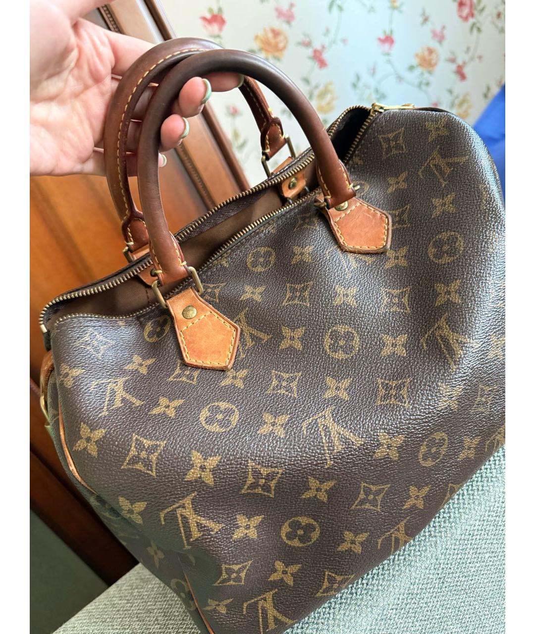 LOUIS VUITTON Коричневая сумка с короткими ручками из канвы, фото 7