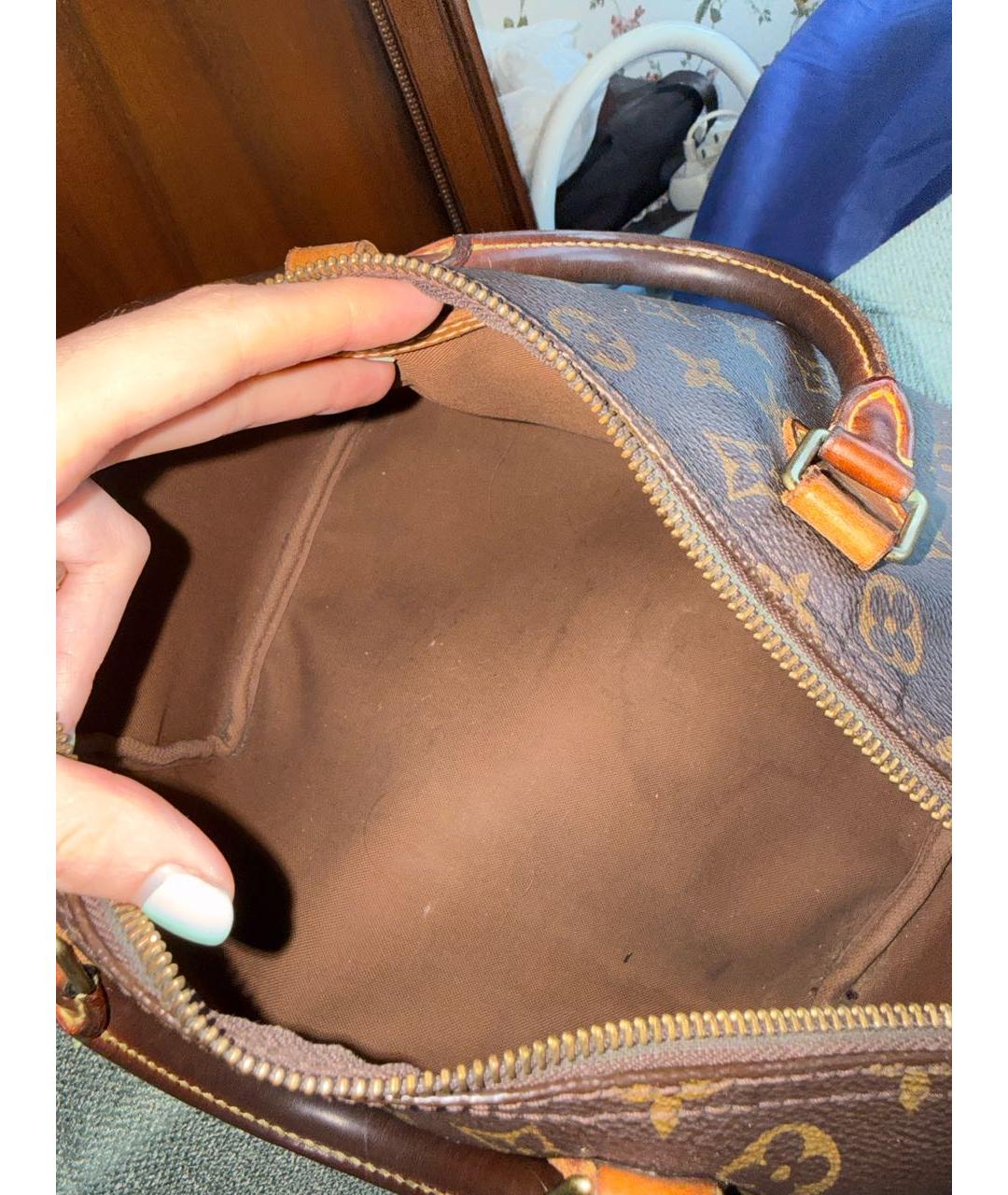 LOUIS VUITTON Коричневая сумка с короткими ручками из канвы, фото 4