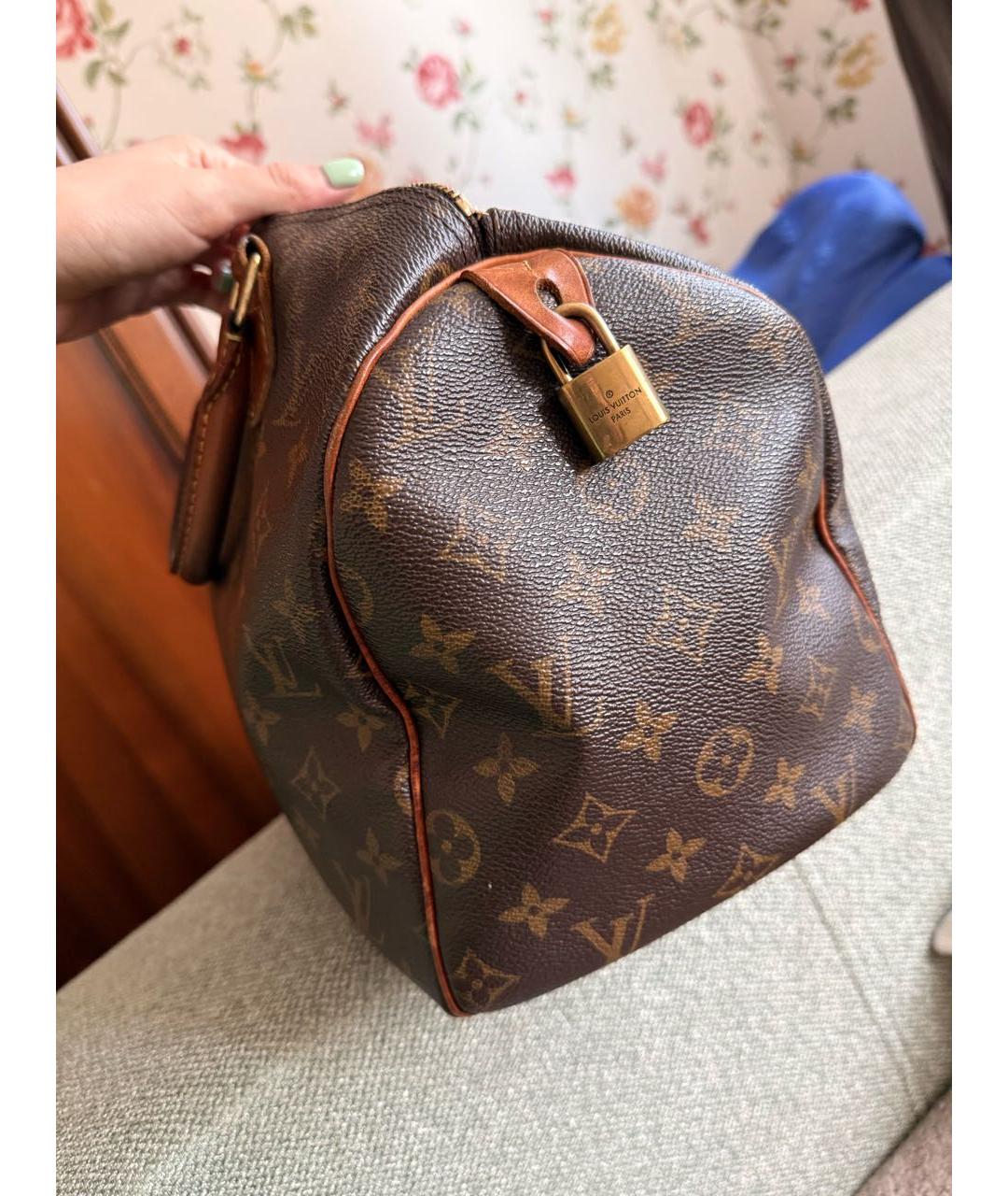 LOUIS VUITTON Коричневая сумка с короткими ручками из канвы, фото 2