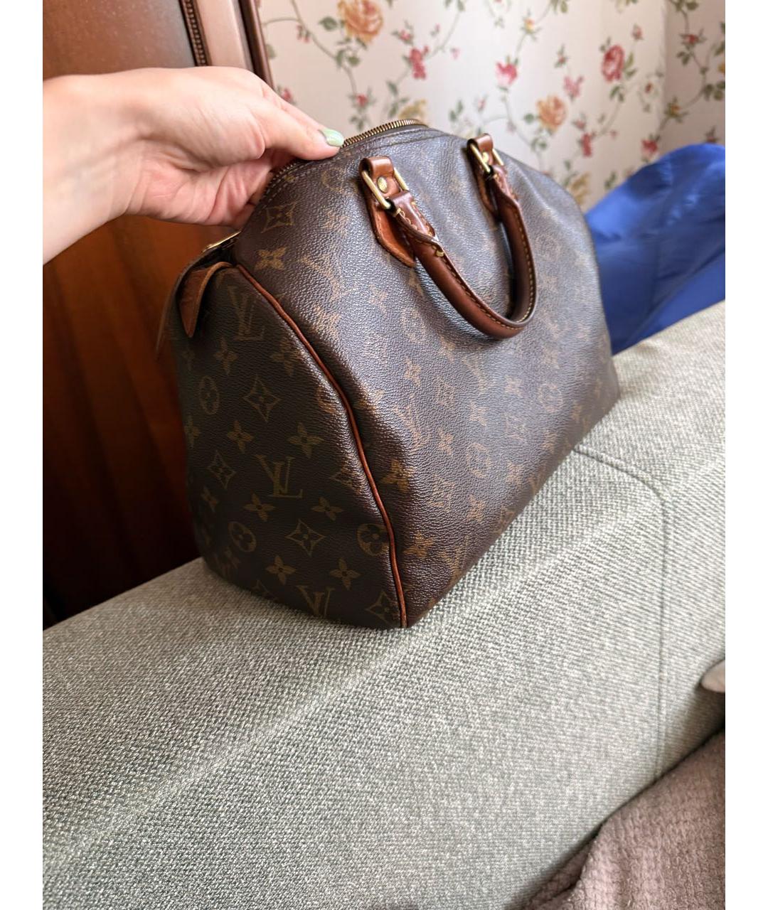LOUIS VUITTON Коричневая сумка с короткими ручками из канвы, фото 3