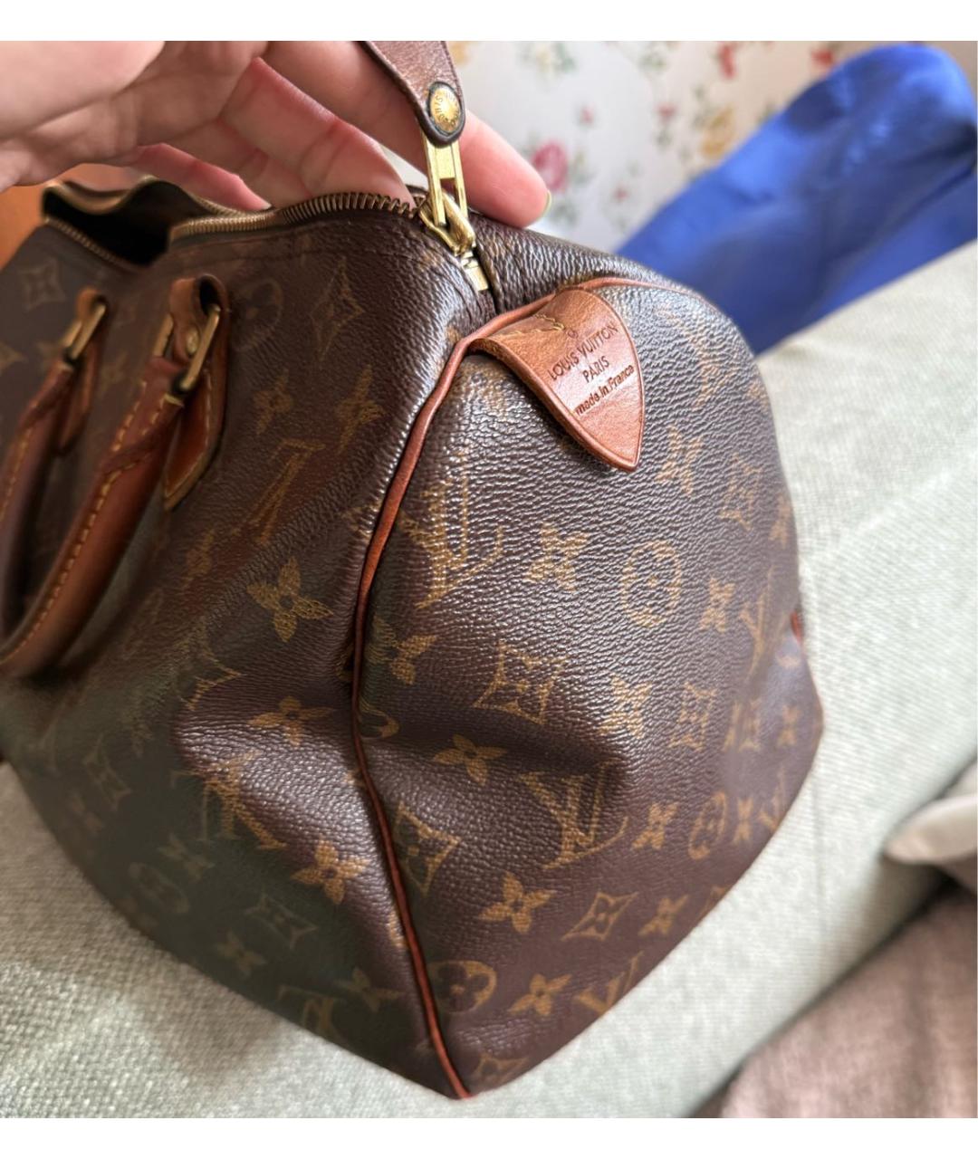 LOUIS VUITTON Коричневая сумка с короткими ручками из канвы, фото 8
