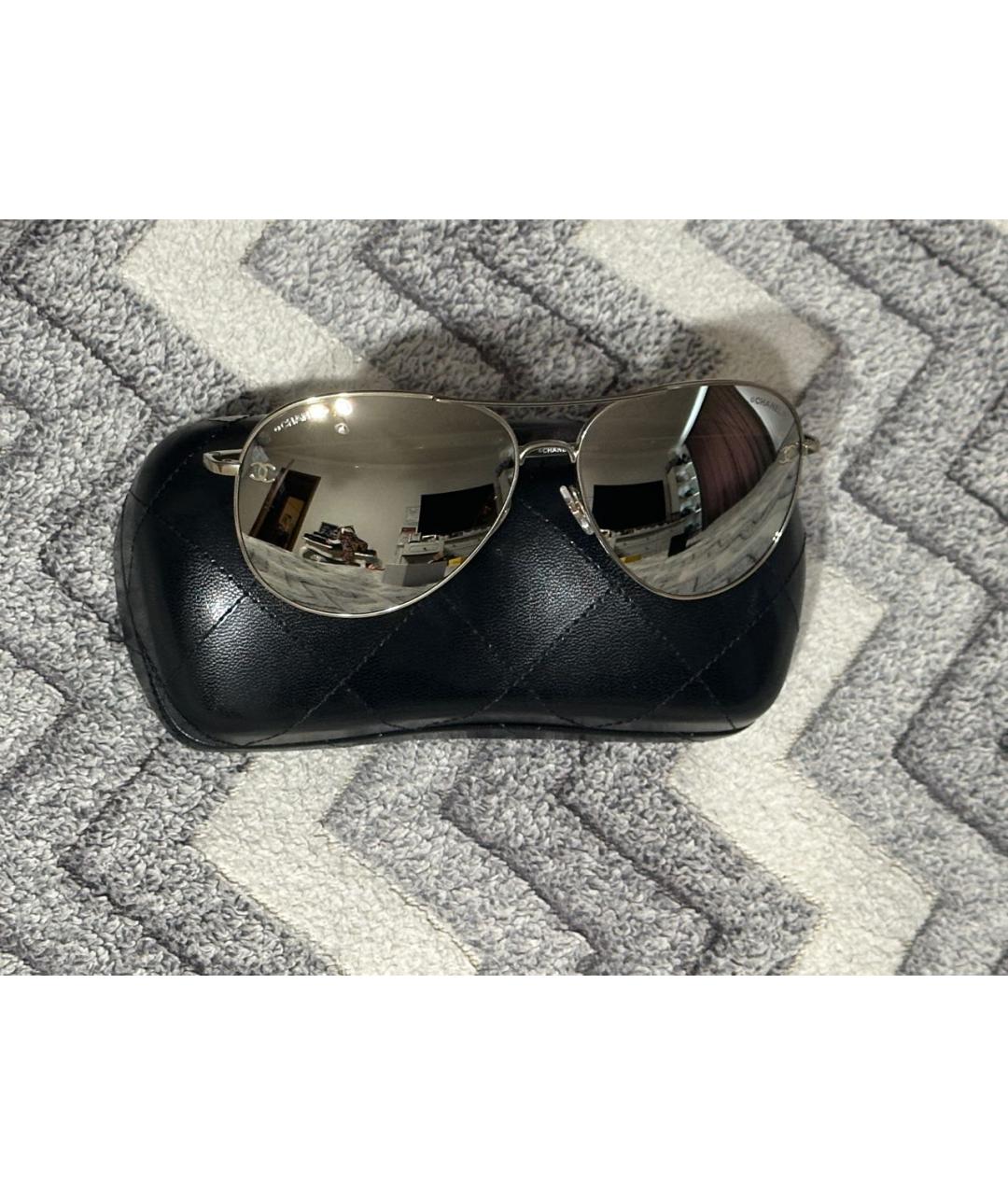 CHANEL Золотые металлические солнцезащитные очки, фото 8