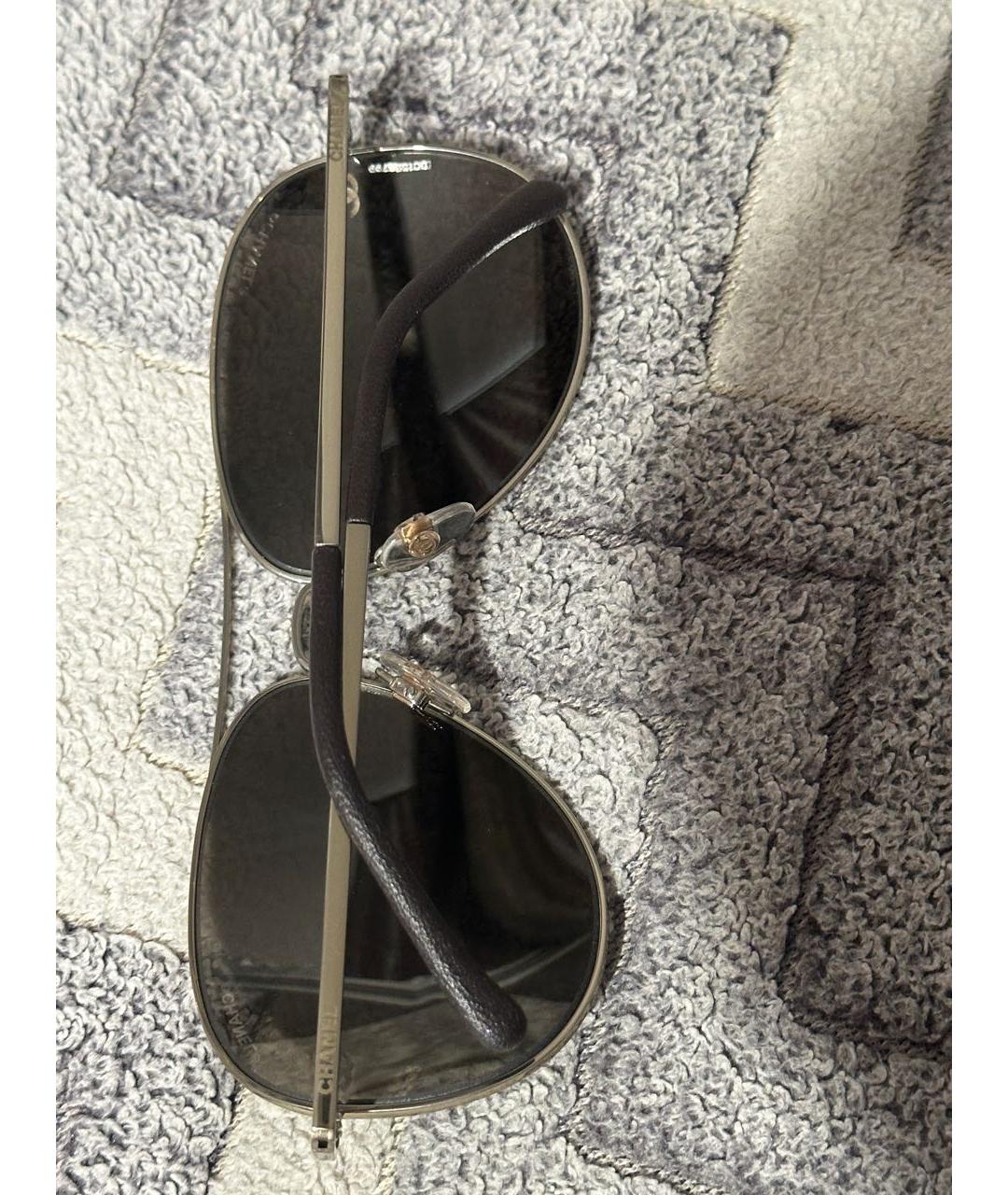 CHANEL Золотые металлические солнцезащитные очки, фото 5