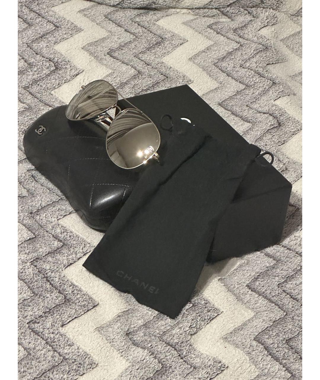 CHANEL Золотые металлические солнцезащитные очки, фото 4