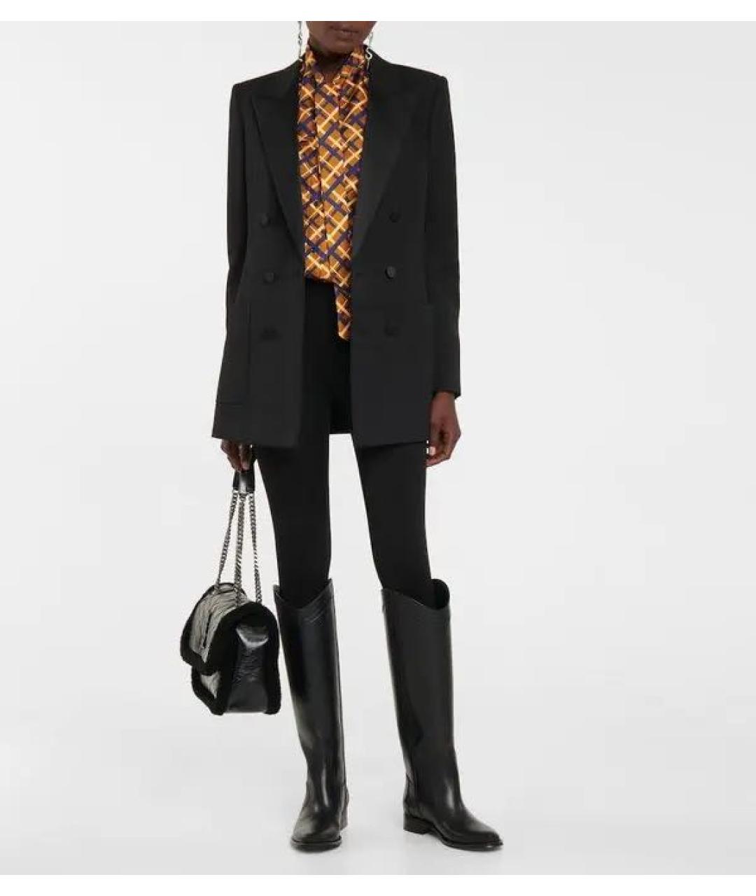 SAINT LAURENT Черные кожаные сапоги, фото 2