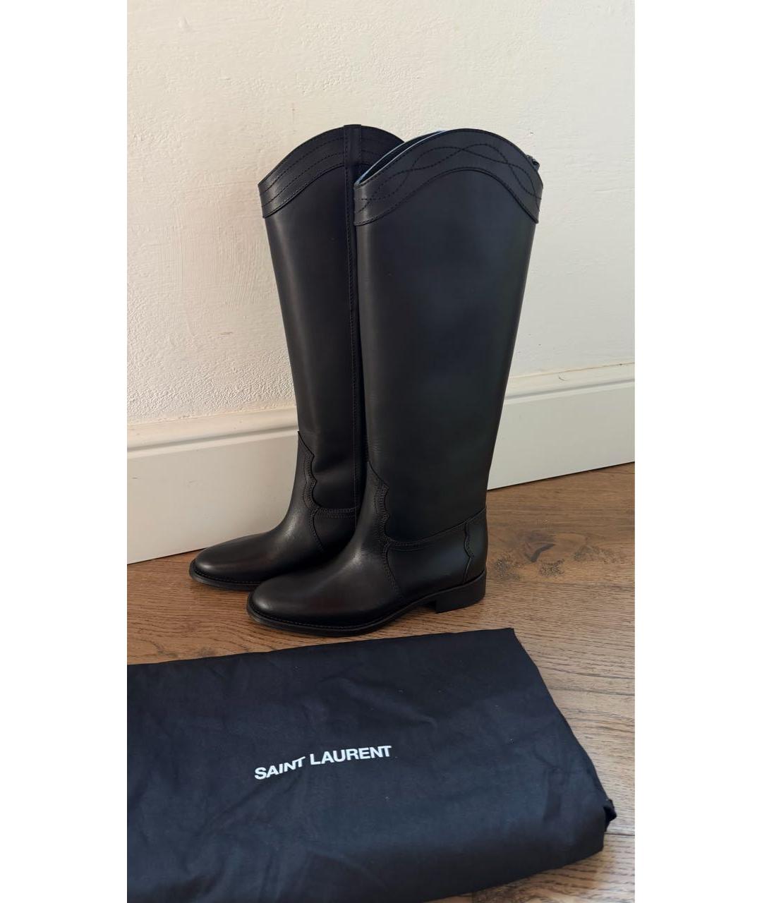 SAINT LAURENT Черные кожаные сапоги, фото 3