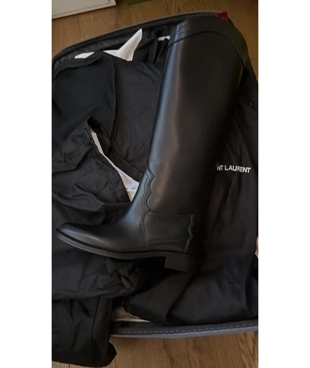 SAINT LAURENT Черные кожаные сапоги, фото 4