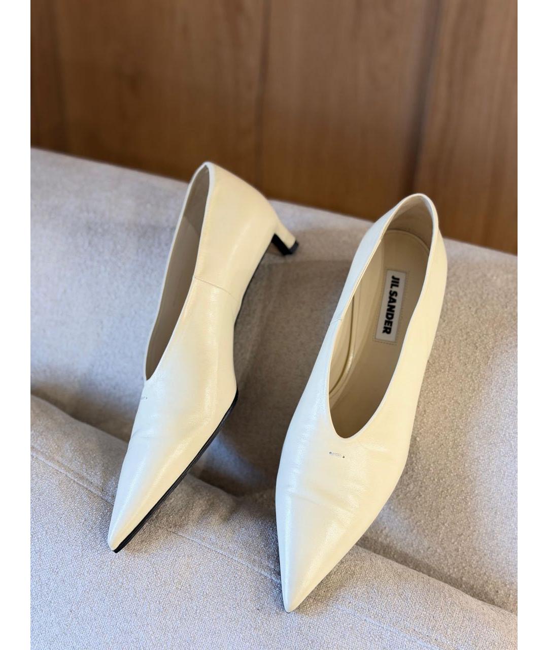 JIL SANDER Белые кожаные туфли, фото 3