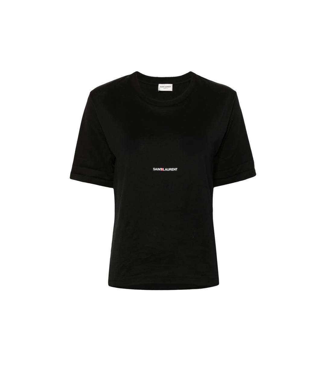 SAINT LAURENT Черная хлопко-эластановая майка, фото 1