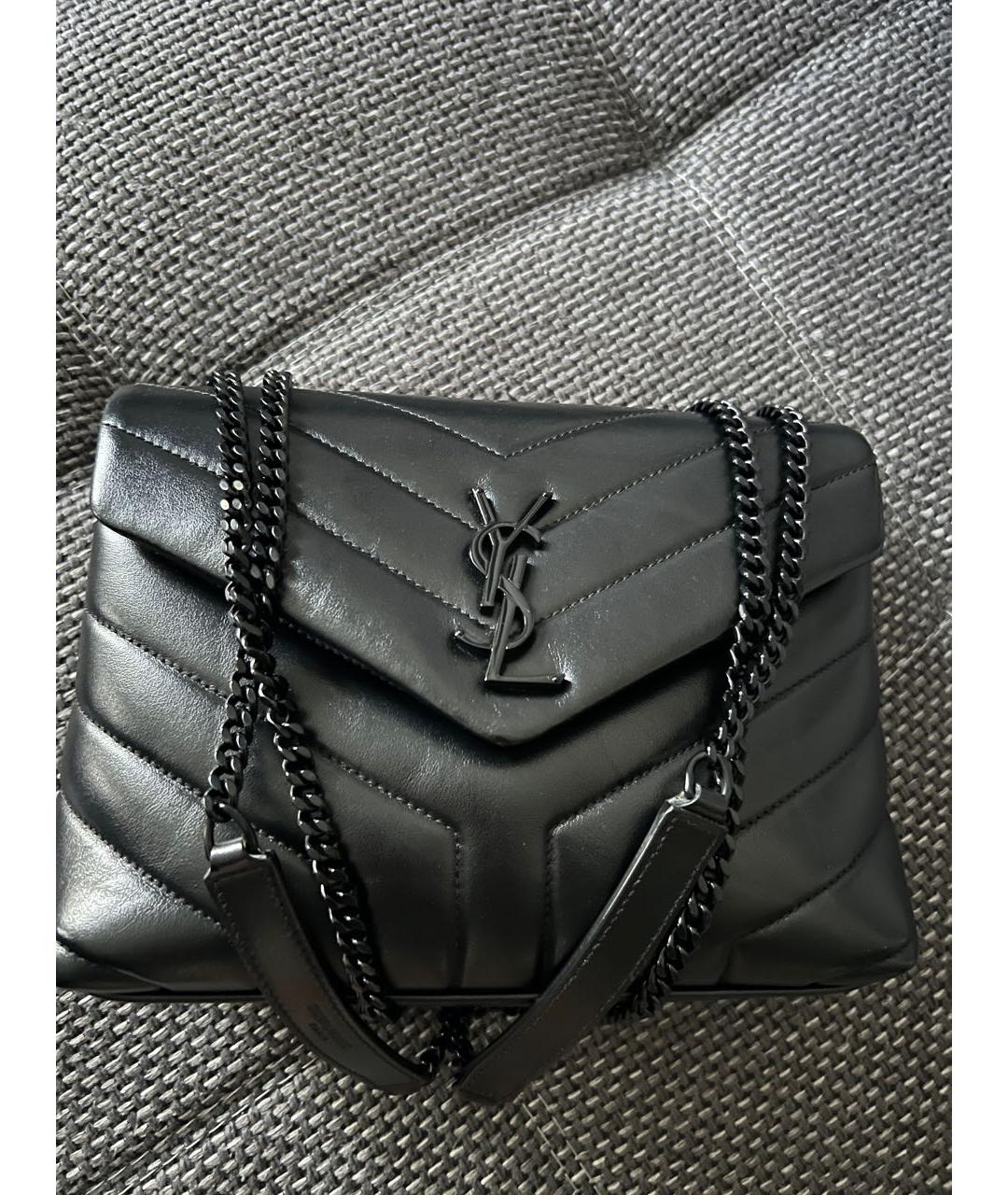 SAINT LAURENT Черная кожаная сумка через плечо, фото 3