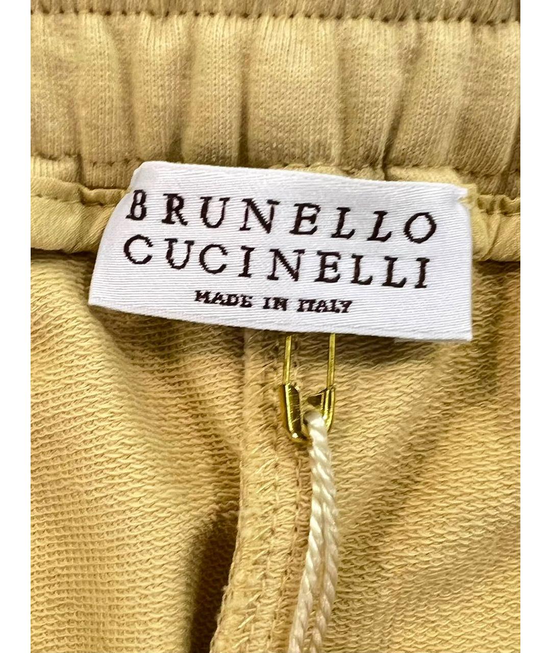 BRUNELLO CUCINELLI Желтые хлопковые спортивные брюки и шорты, фото 6
