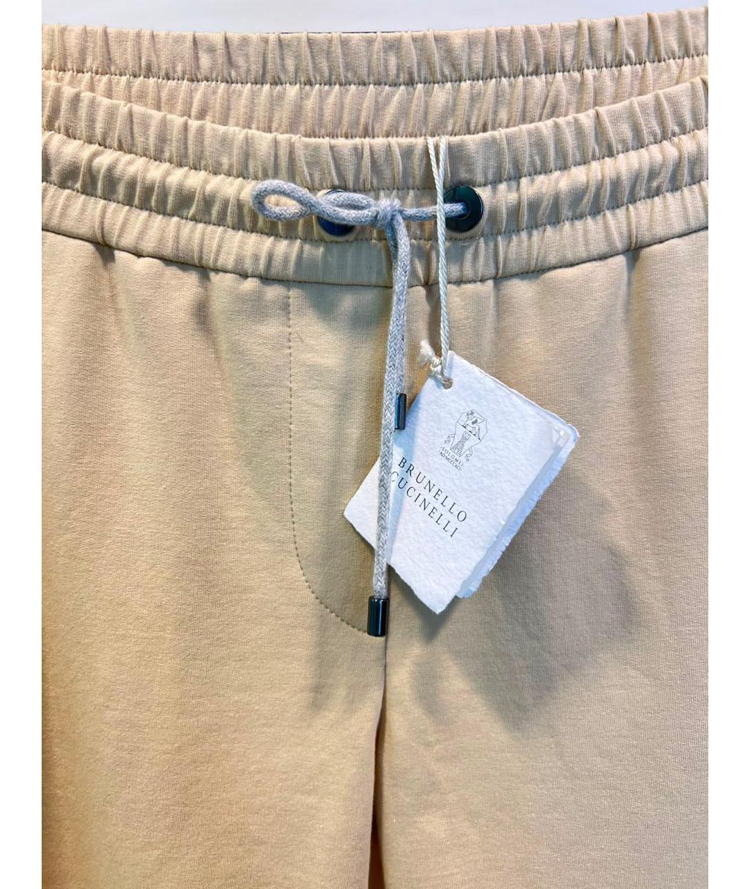 BRUNELLO CUCINELLI Желтые хлопковые спортивные брюки и шорты, фото 4