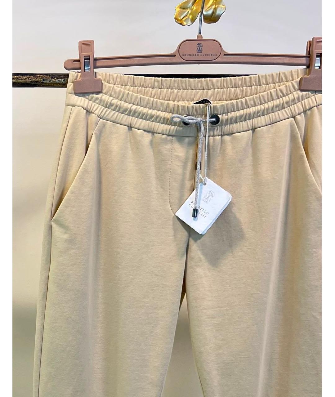 BRUNELLO CUCINELLI Желтые хлопковые спортивные брюки и шорты, фото 3