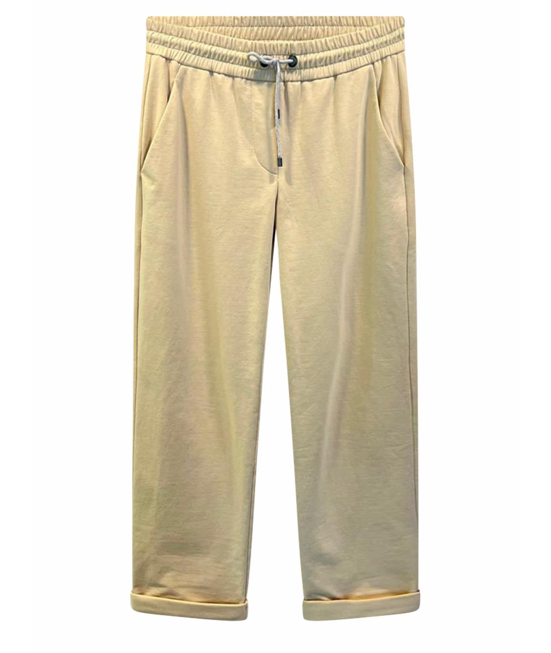 BRUNELLO CUCINELLI Желтые хлопковые спортивные брюки и шорты, фото 1