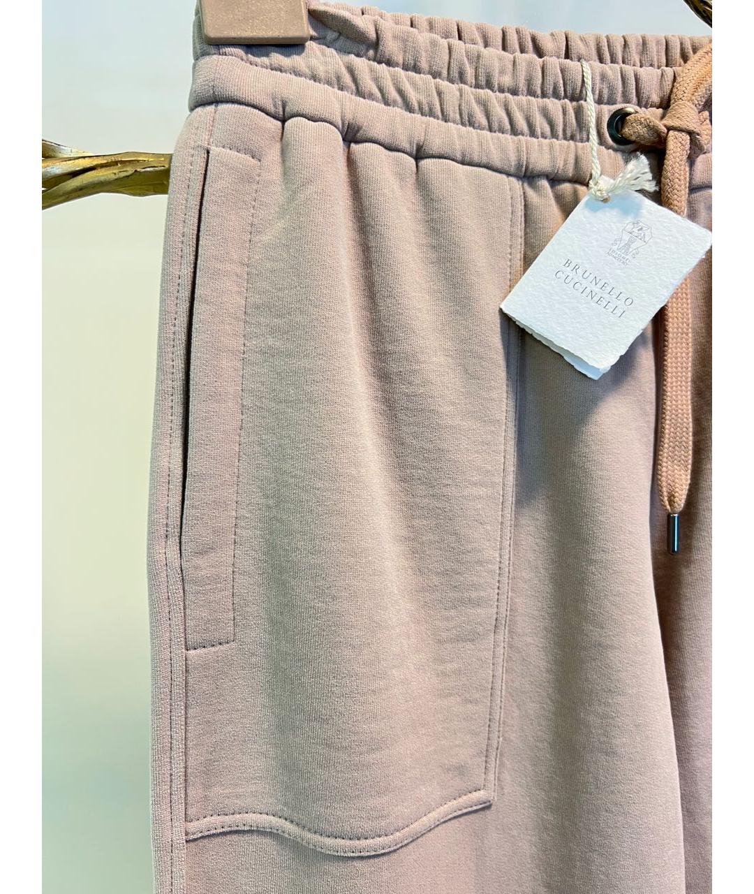 BRUNELLO CUCINELLI Бежевые хлопковые спортивные брюки и шорты, фото 4