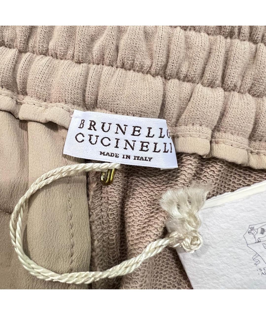 BRUNELLO CUCINELLI Бежевые хлопковые спортивные брюки и шорты, фото 6