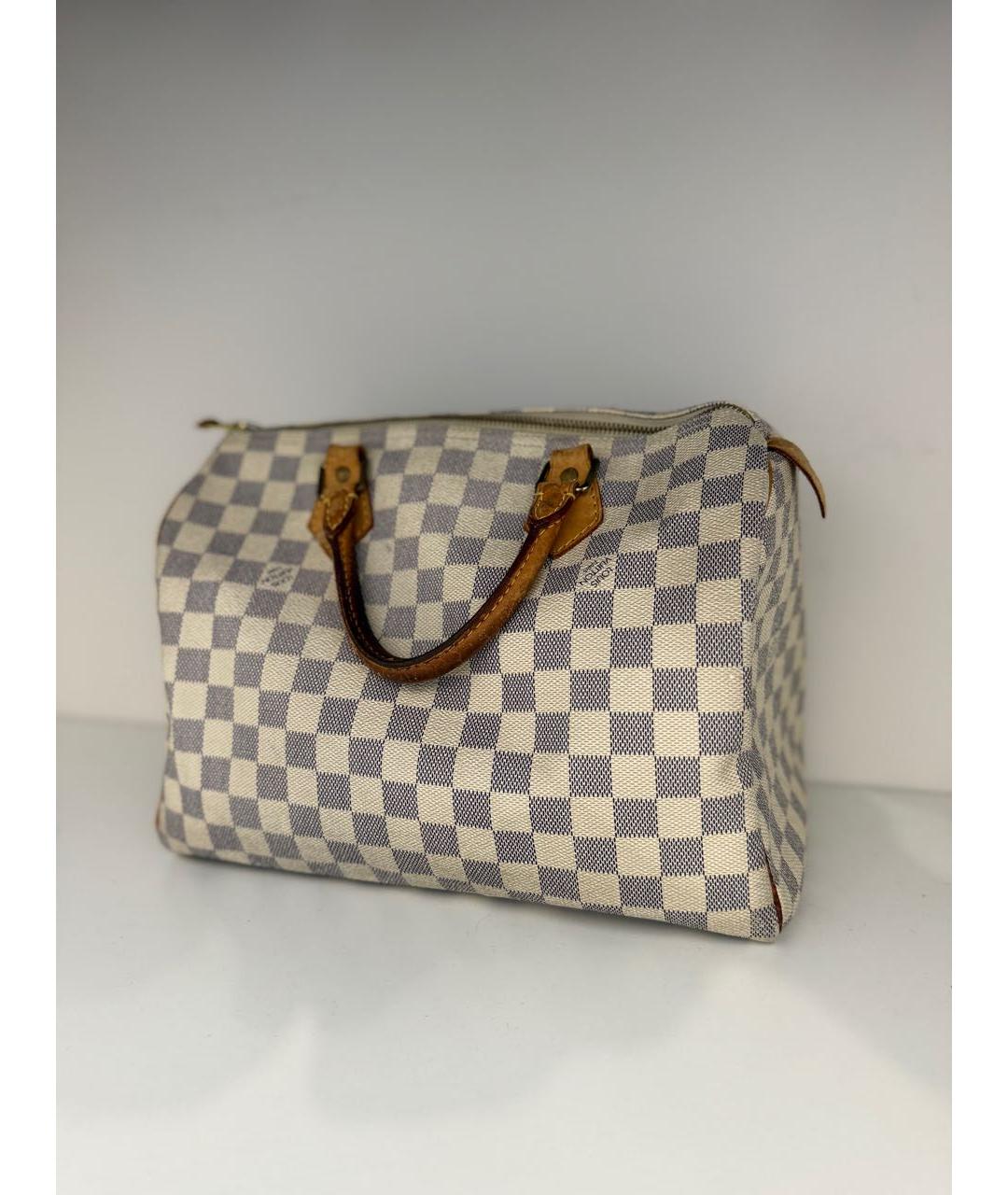 LOUIS VUITTON Белая сумка с короткими ручками из канвы, фото 2