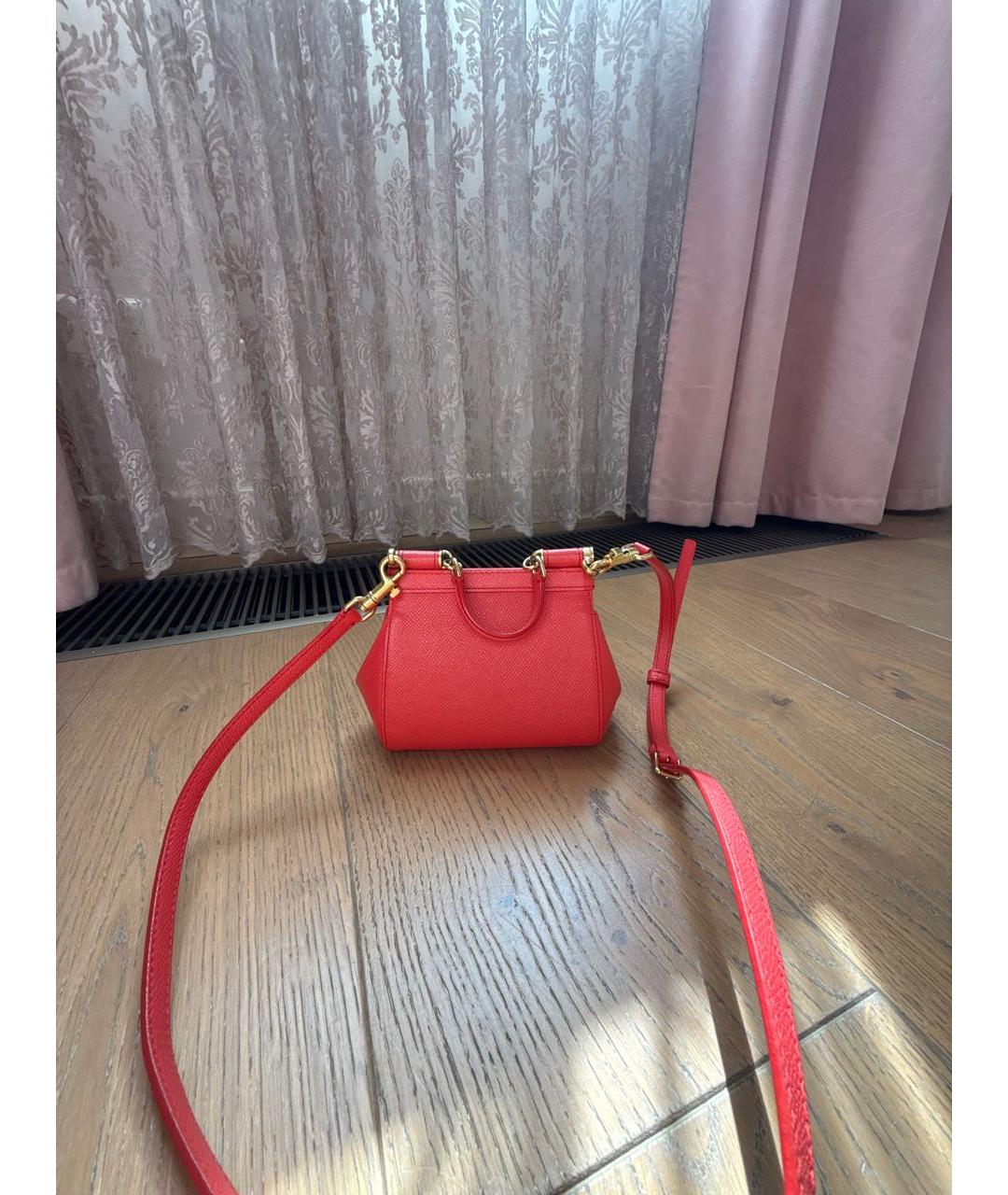 DOLCE&GABBANA Коралловая кожаная сумка с короткими ручками, фото 2