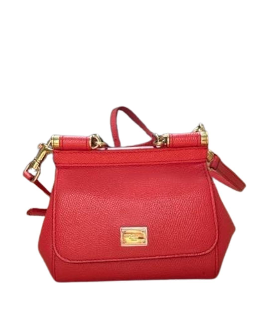 DOLCE&GABBANA Коралловая кожаная сумка с короткими ручками, фото 1