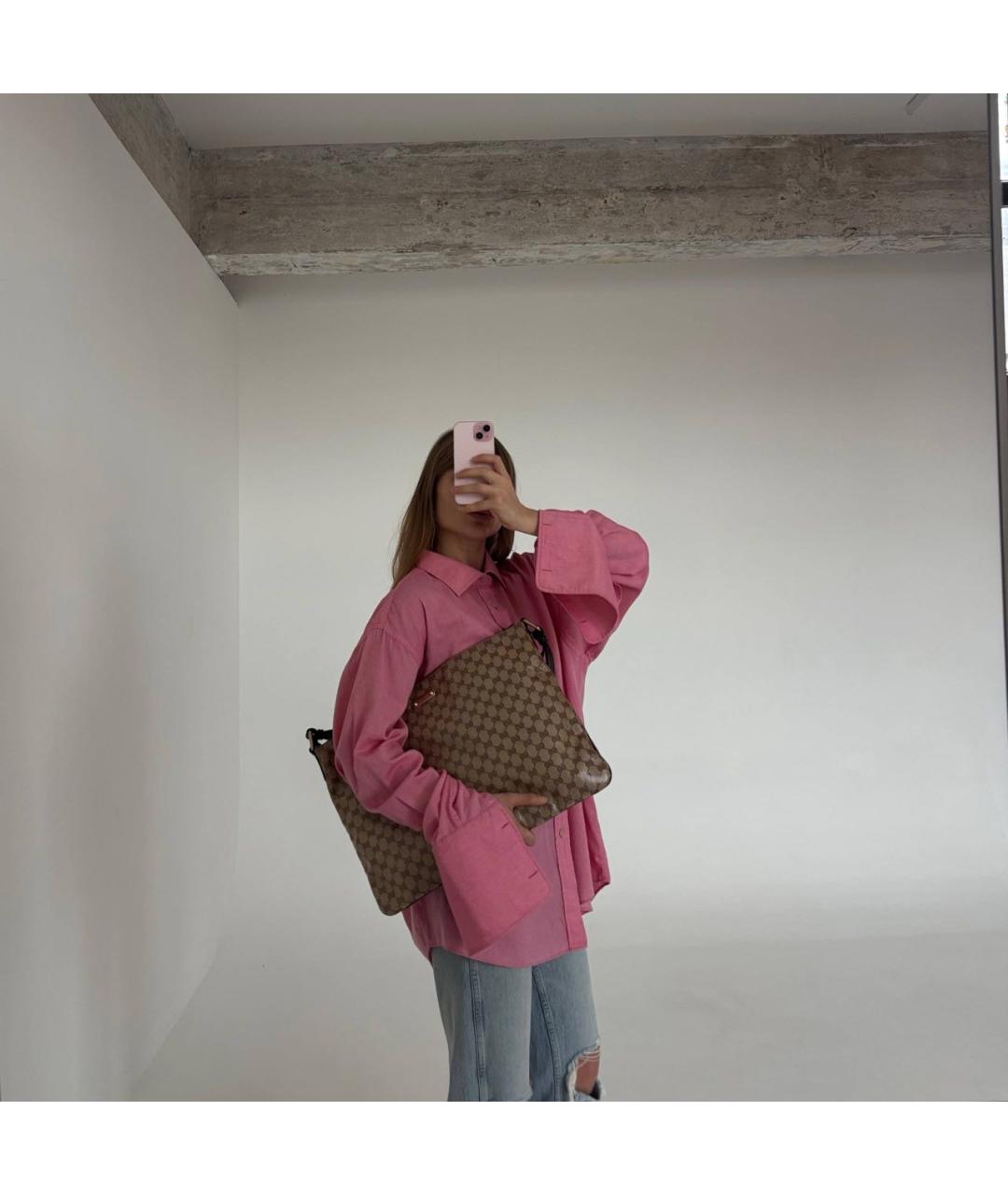 GUCCI Коричневая сумка через плечо из канвы, фото 7