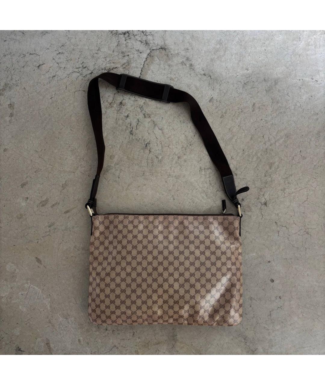 GUCCI Коричневая сумка через плечо из канвы, фото 3