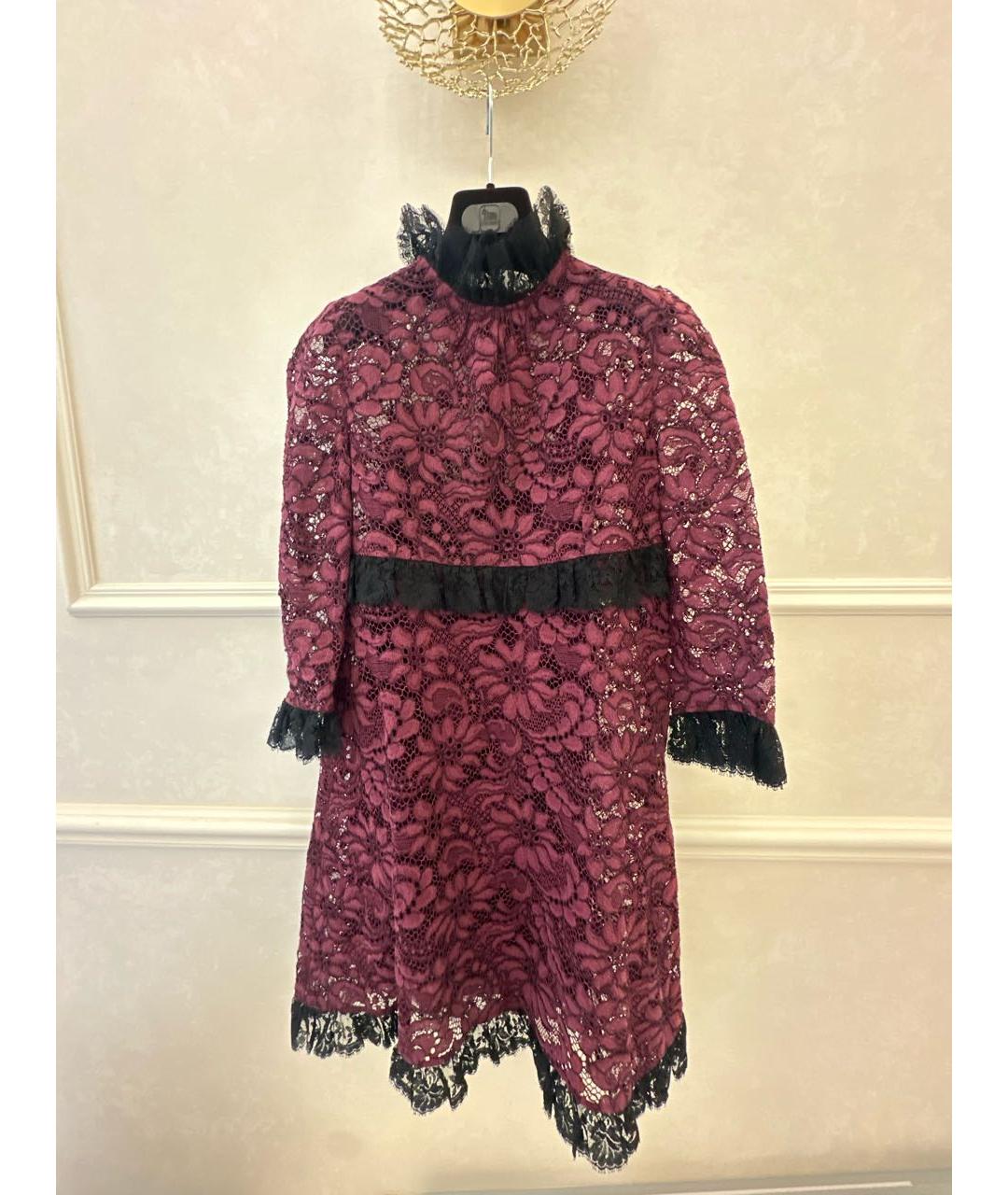 DOLCE&GABBANA Бордовое кружевное коктейльное платье, фото 9