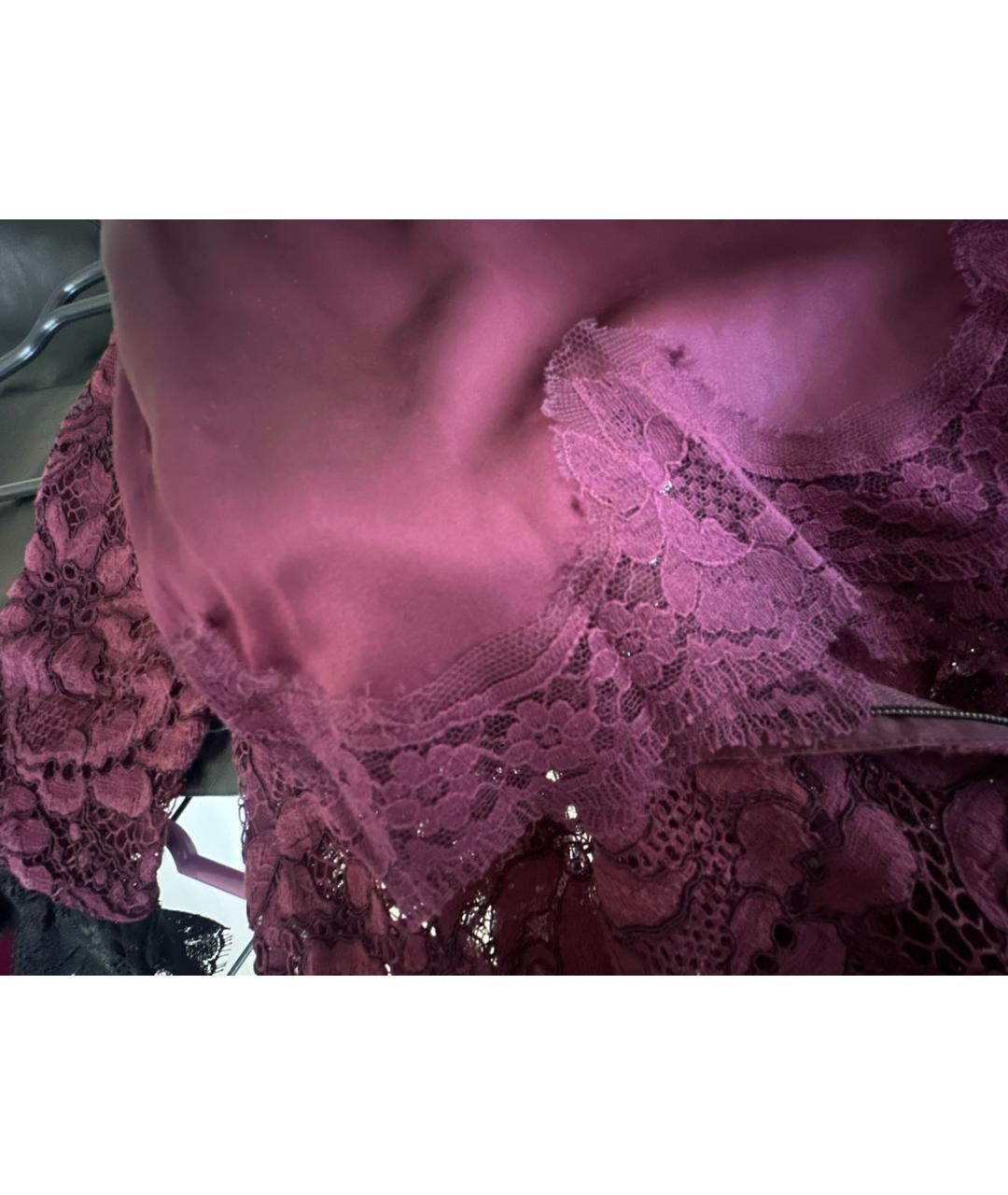 DOLCE&GABBANA Бордовое кружевное коктейльное платье, фото 7