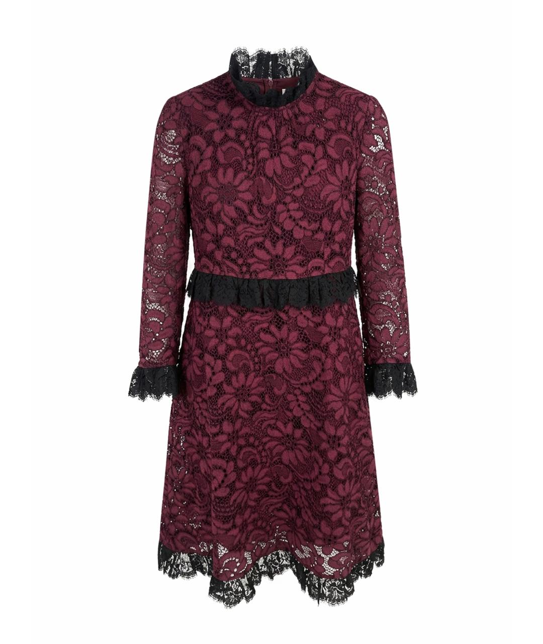 DOLCE&GABBANA Бордовое кружевное коктейльное платье, фото 1