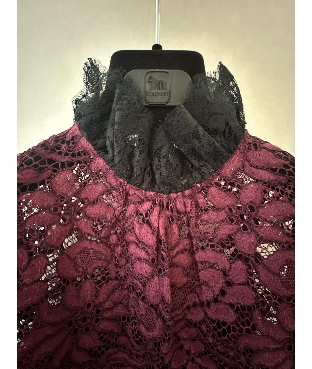 DOLCE&GABBANA Бордовое кружевное коктейльное платье, фото 5