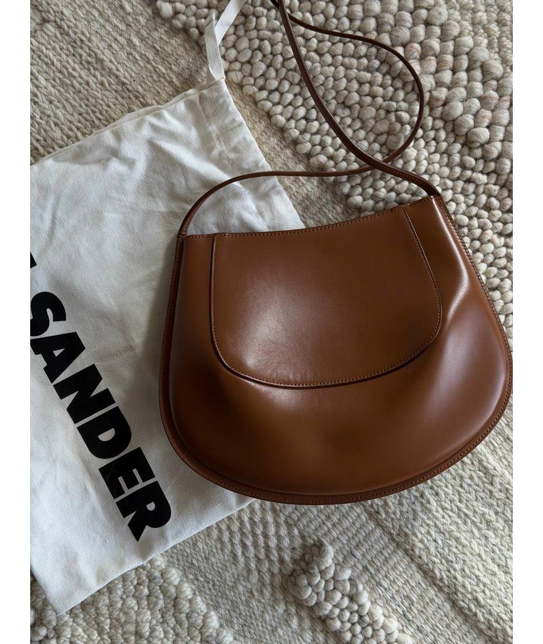 JIL SANDER Коричневая кожаная сумка через плечо, фото 2