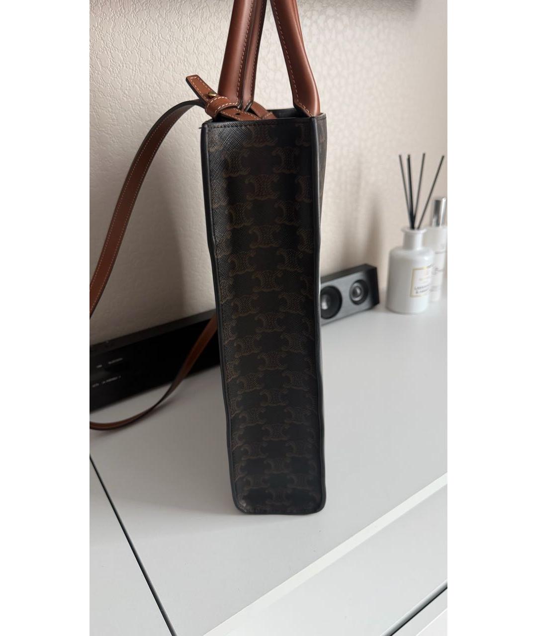 CELINE Коричневая сумка через плечо из канвы, фото 3