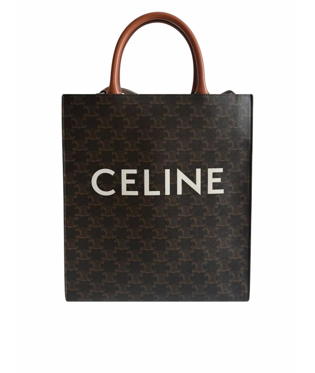 CELINE Коричневая сумка через плечо из канвы, фото 1