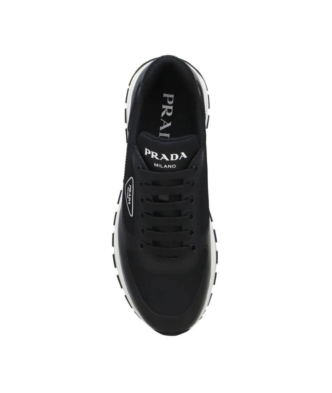 PRADA Черные кожаные низкие кроссовки / кеды, фото 3