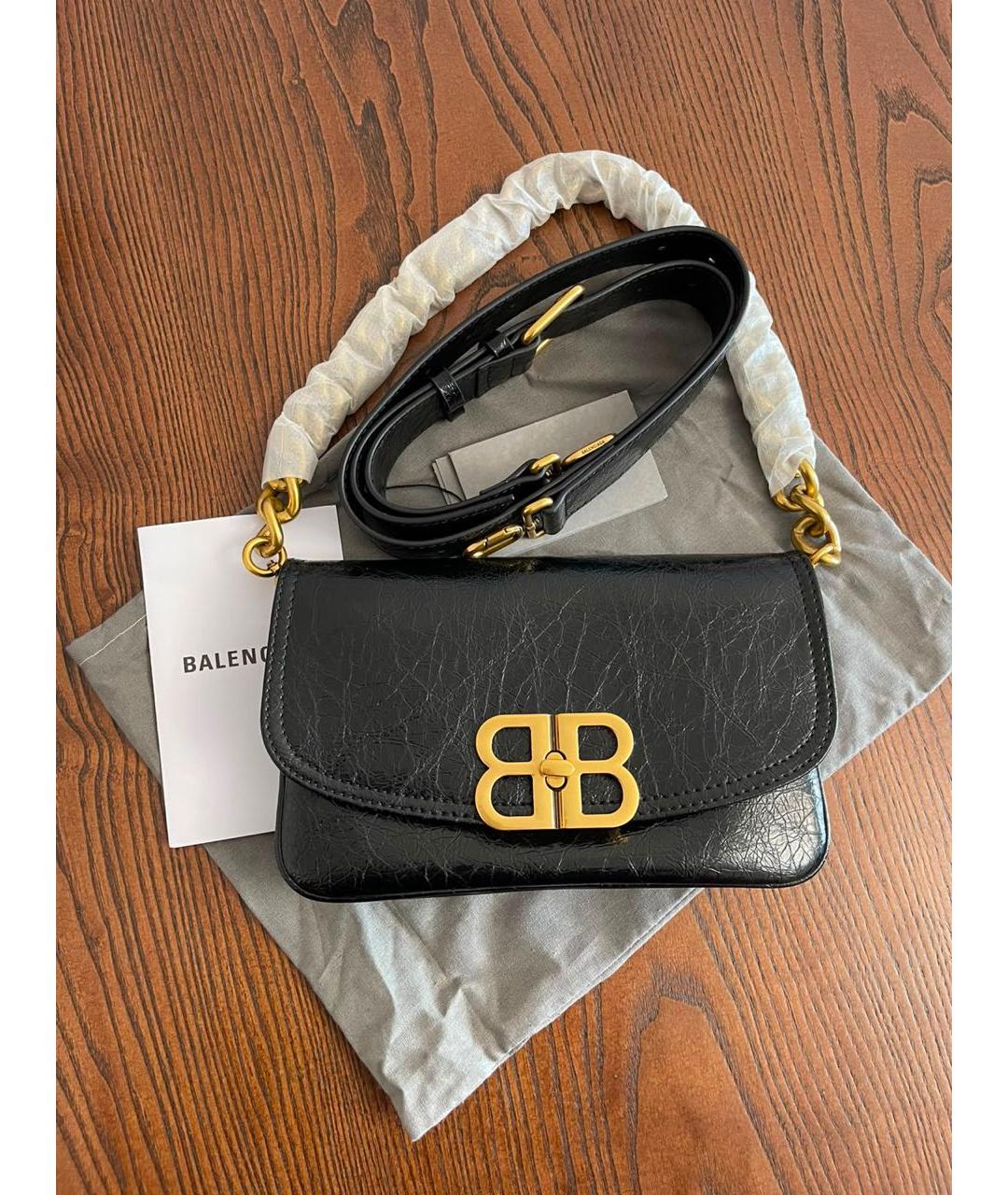 BALENCIAGA Черная кожаная сумка с короткими ручками, фото 3