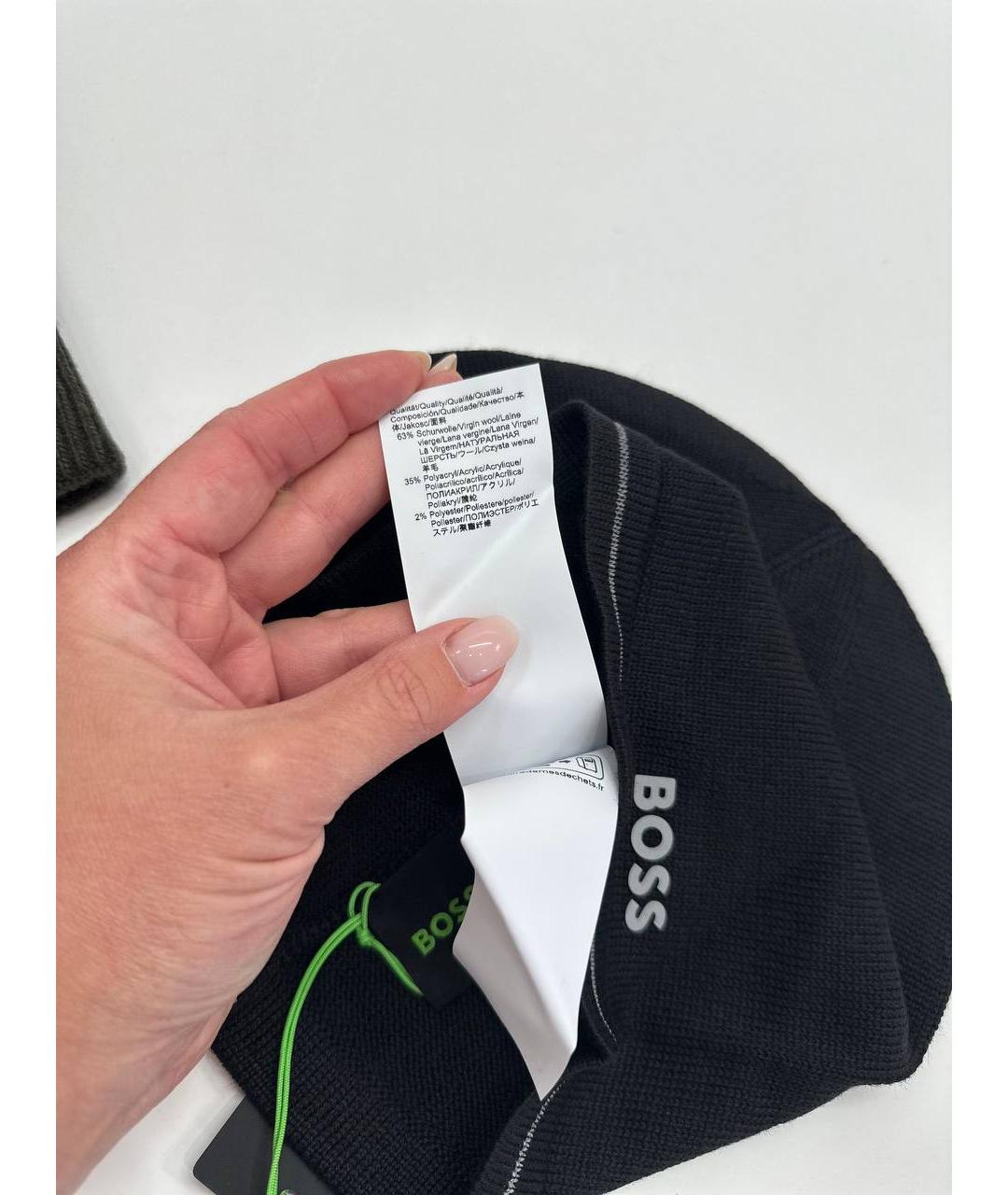 HUGO BOSS Черная шерстяная шапка, фото 7
