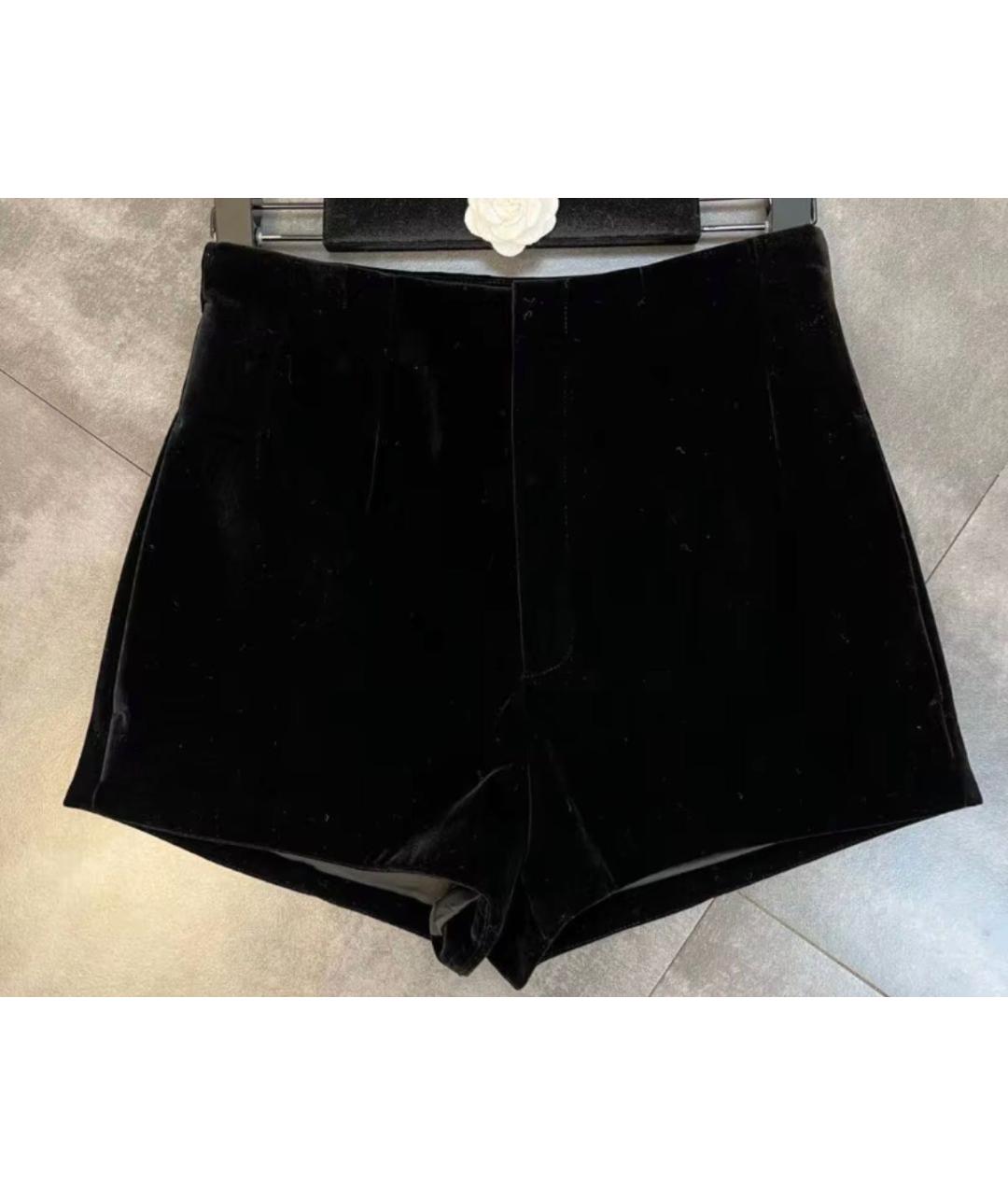 SAINT LAURENT Черные бархатные шорты, фото 3