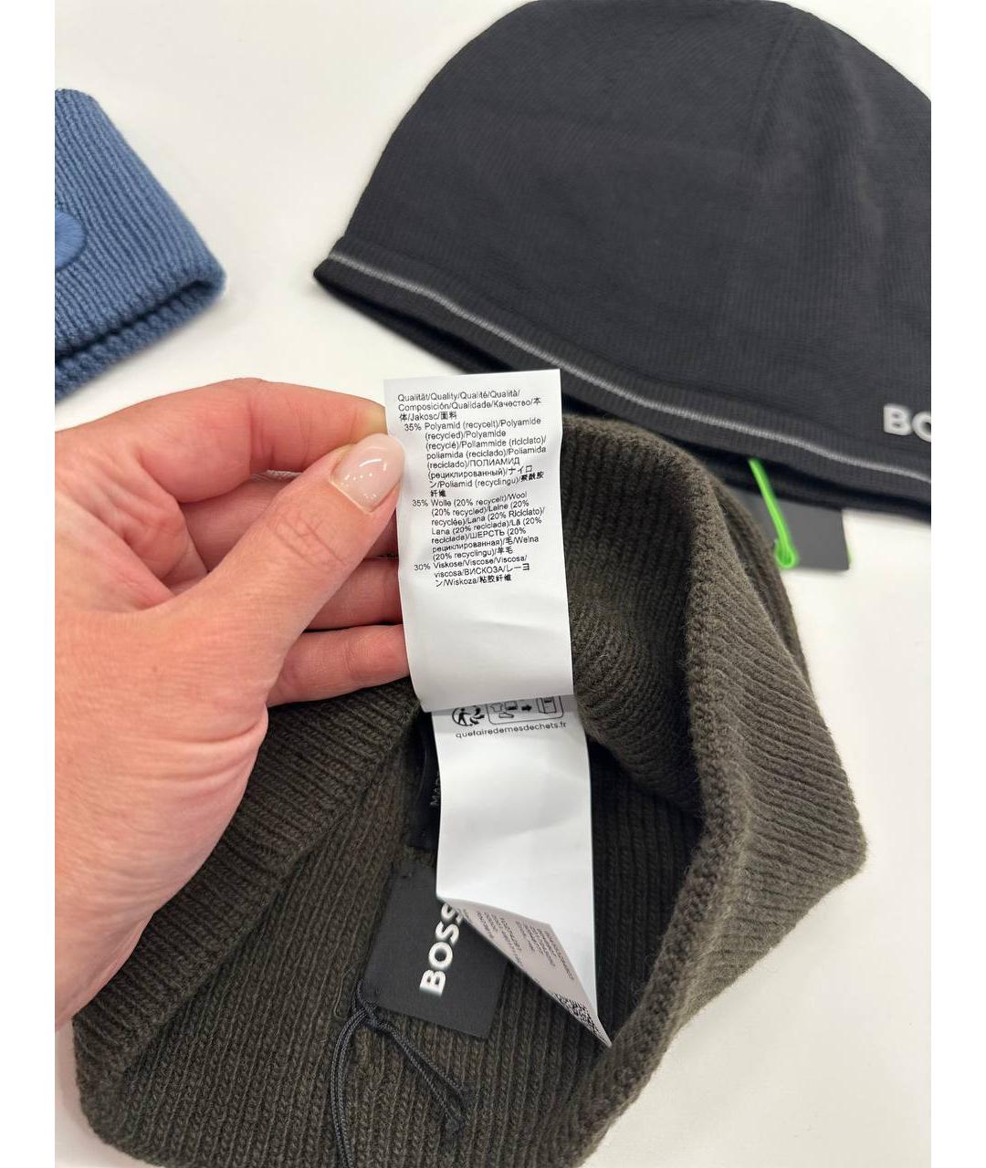 HUGO BOSS Хаки шерстяная шапка, фото 3